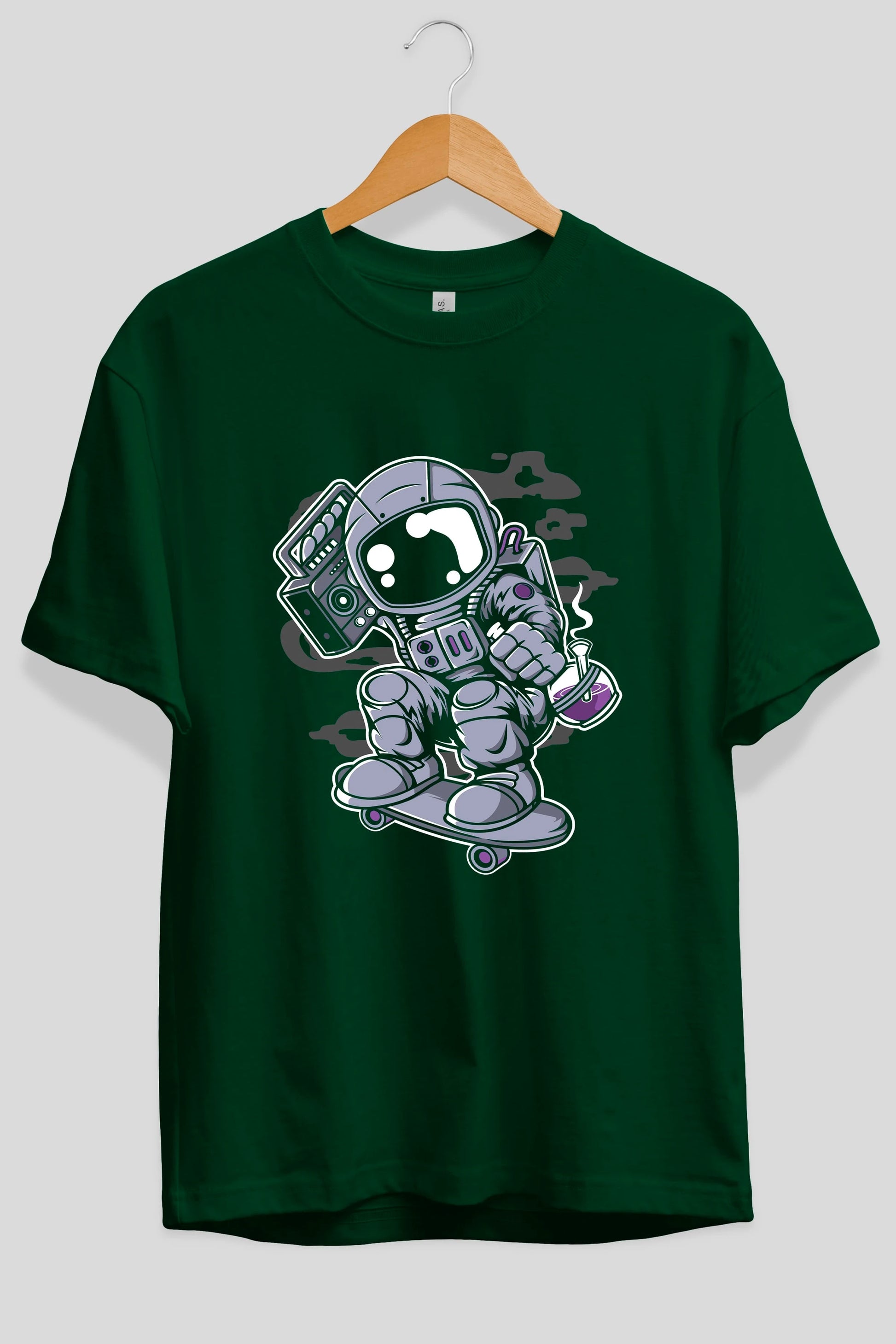 Astroanut Skater Boombox Ön Baskılı Oversize t-shirt Erkek Kadın Unisex