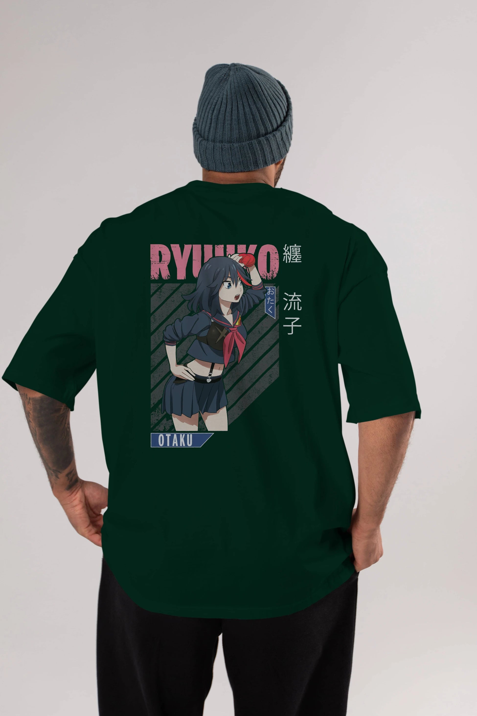 Ryuuko Matoi 6 Anime Arka Baskılı Oversize t-shirt Erkek Kadın Unisex