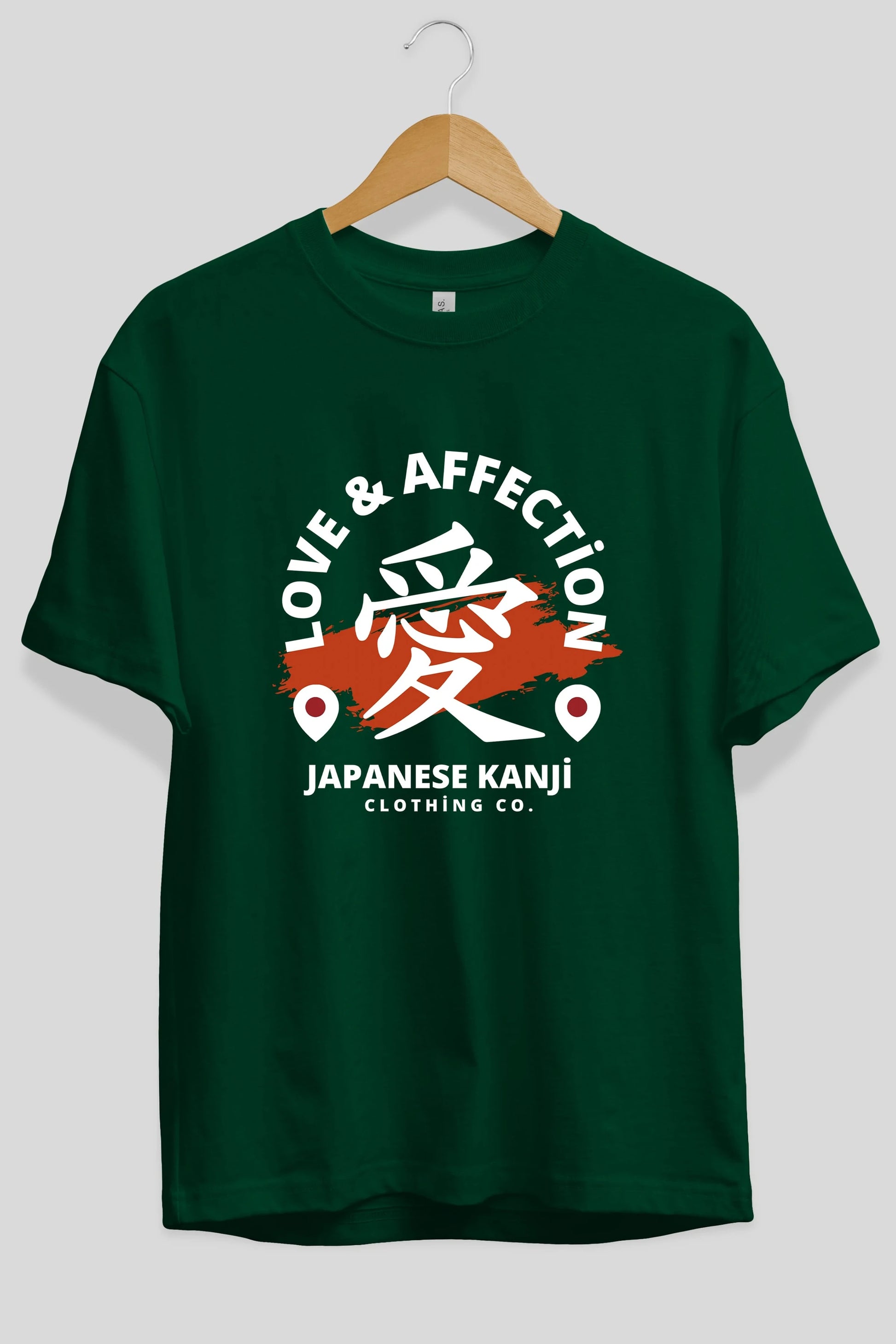 Love Affection Japanese Yazılı Ön Baskılı Oversize t-shirt Erkek Kadın Unisex