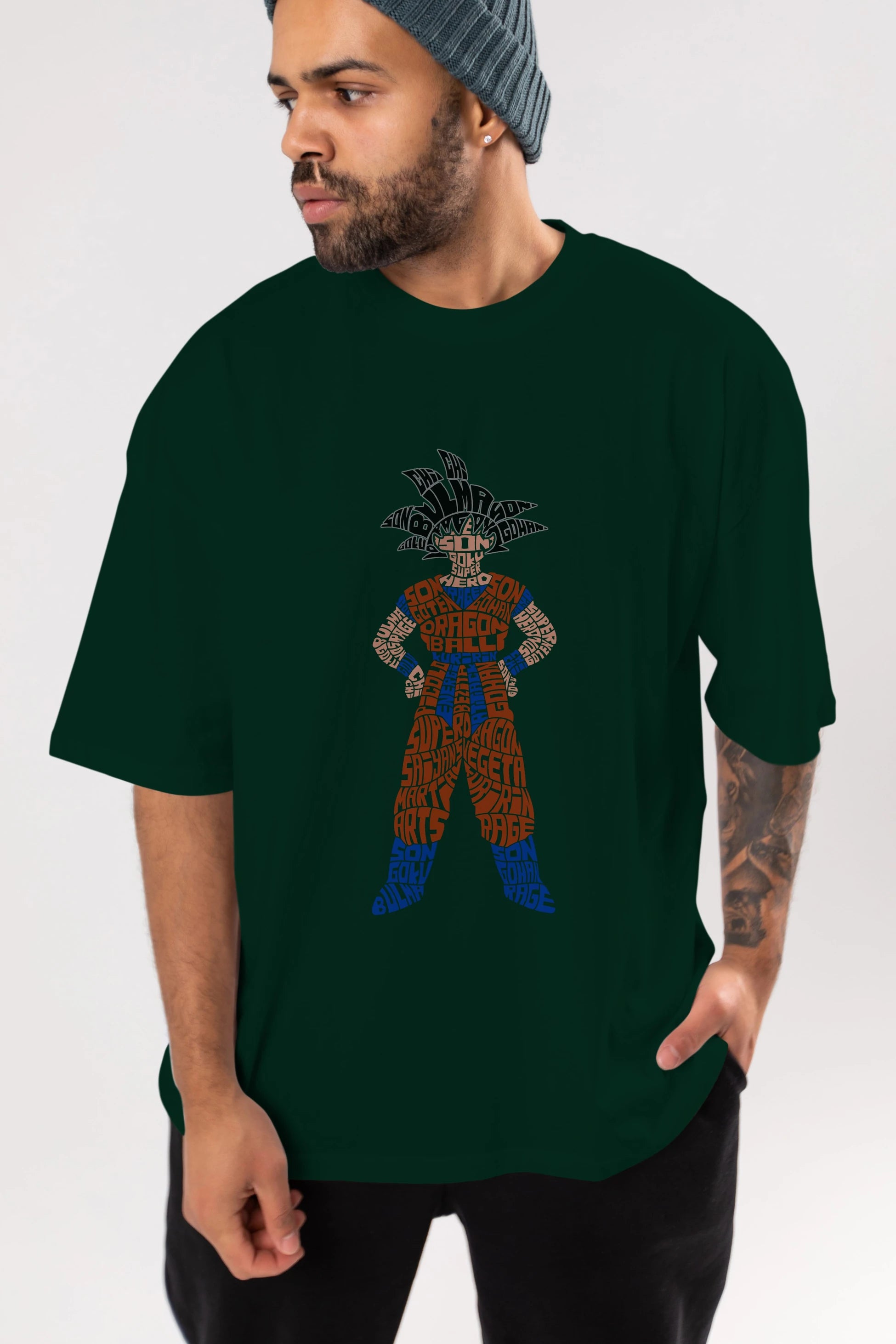 Goku Ön Baskılı Oversize t-shirt %100 pamuk Erkek Kadın Unisex