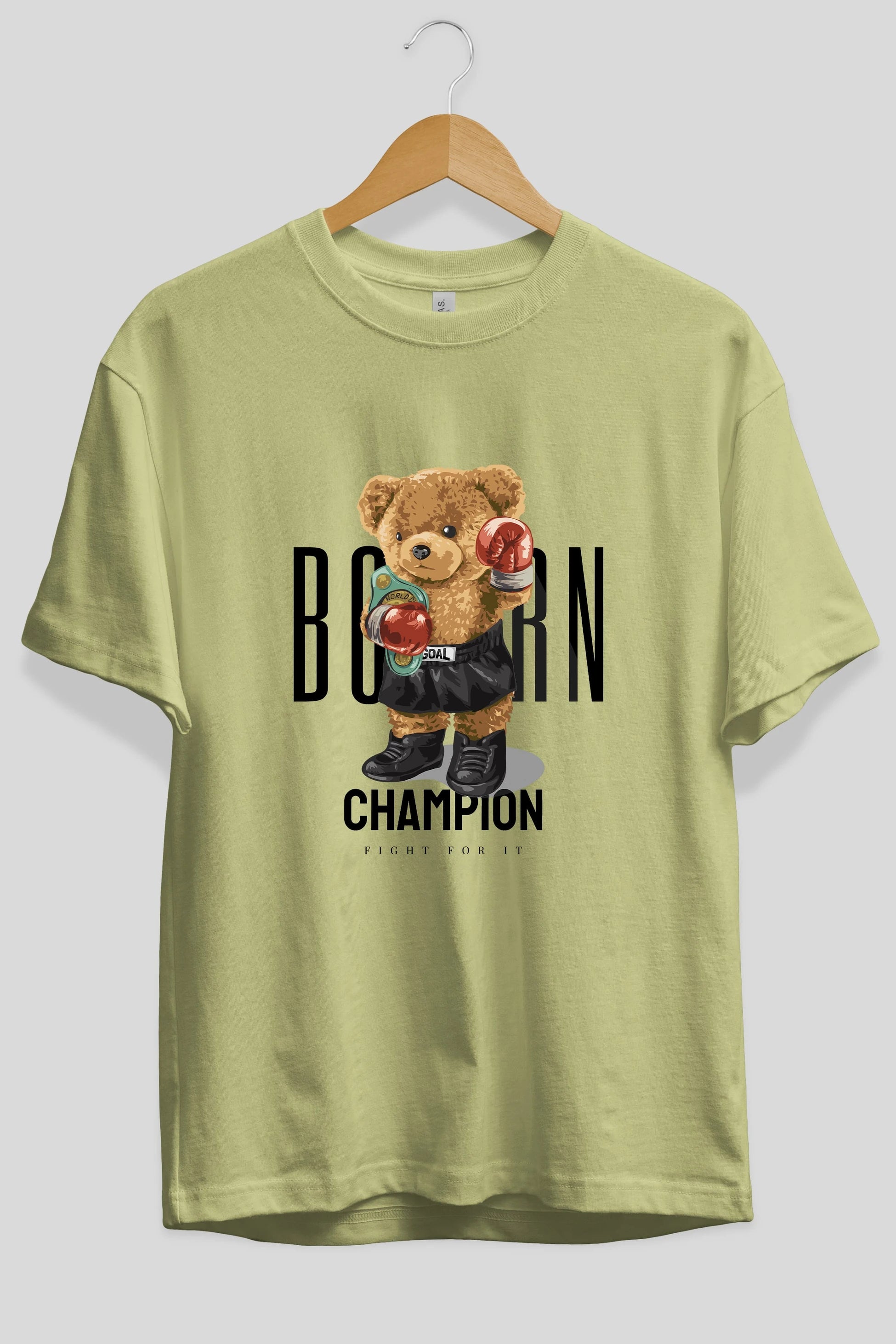 Teddy Bear Champion Ön Baskılı Oversize t-shirt Erkek Kadın Unisex %100 Pamuk