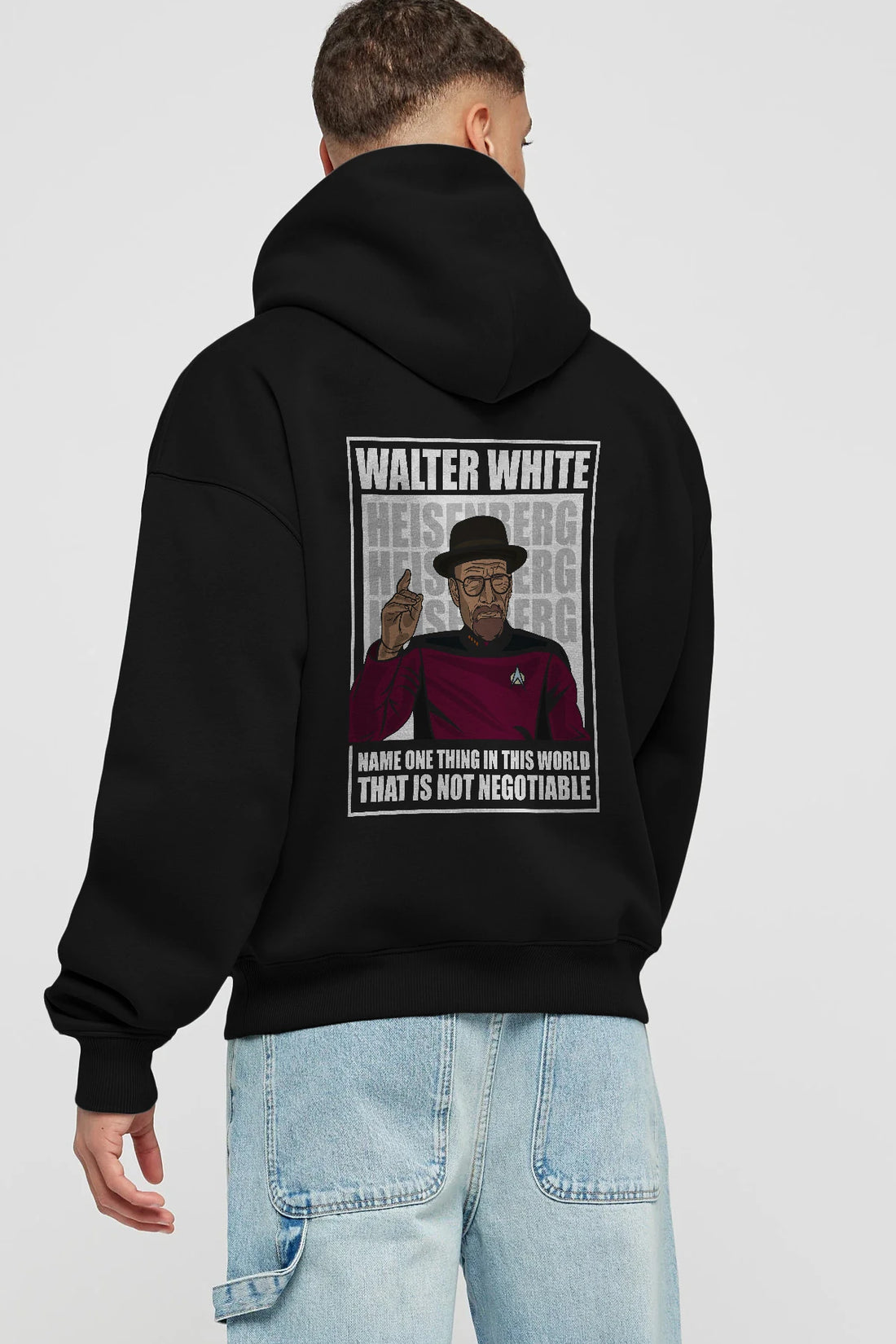 Captain Pixard Heisenberg Arka Baskılı Hoodie Oversize Kapüşonlu Sweatshirt Erkek Kadın Unisex