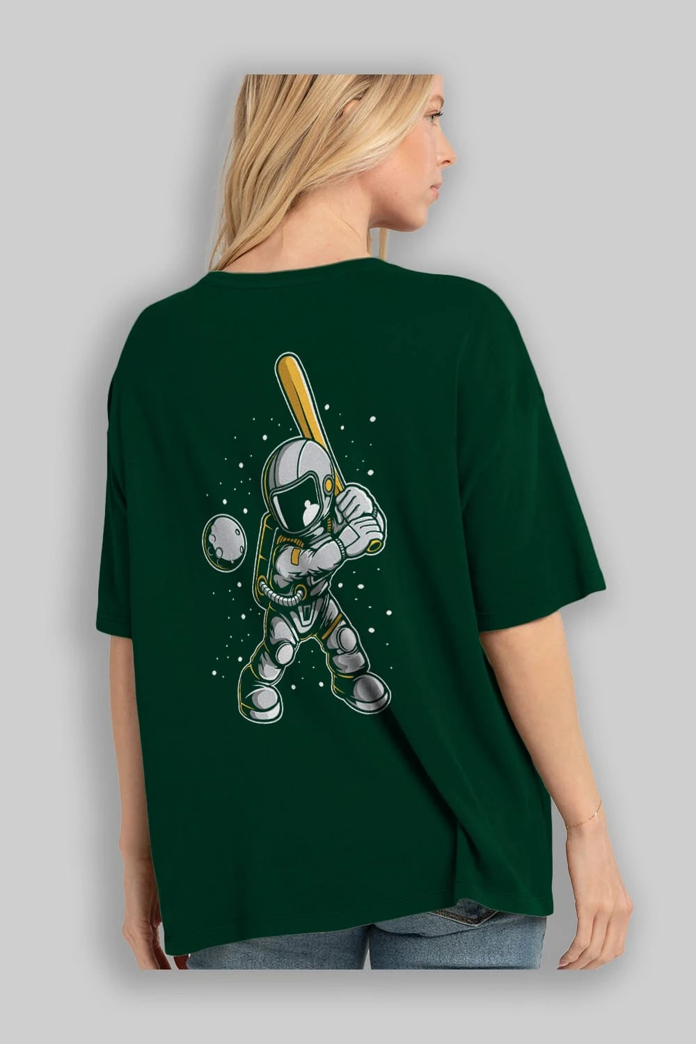 Astronaut Baseball Arka Baskılı Oversize t-shirt Erkek Kadın Unisex