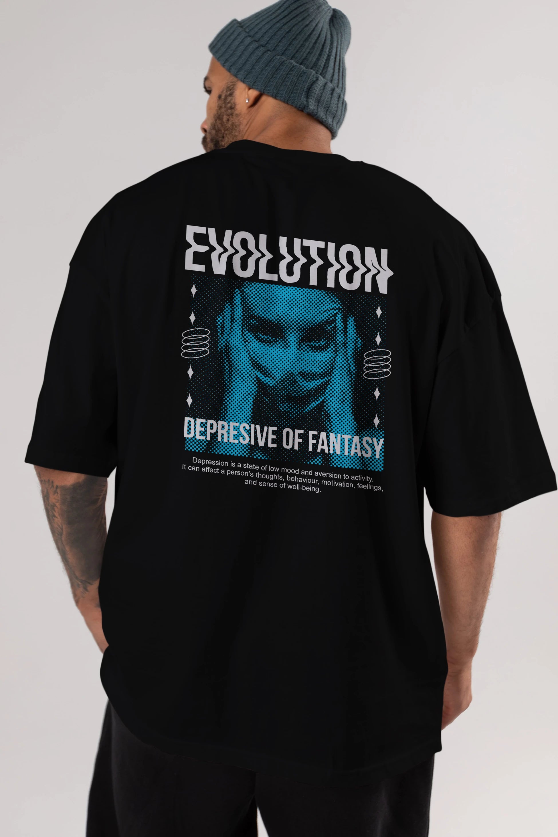 Evolution Arka Baskılı Oversize t-shirt Erkek Kadın Unisex