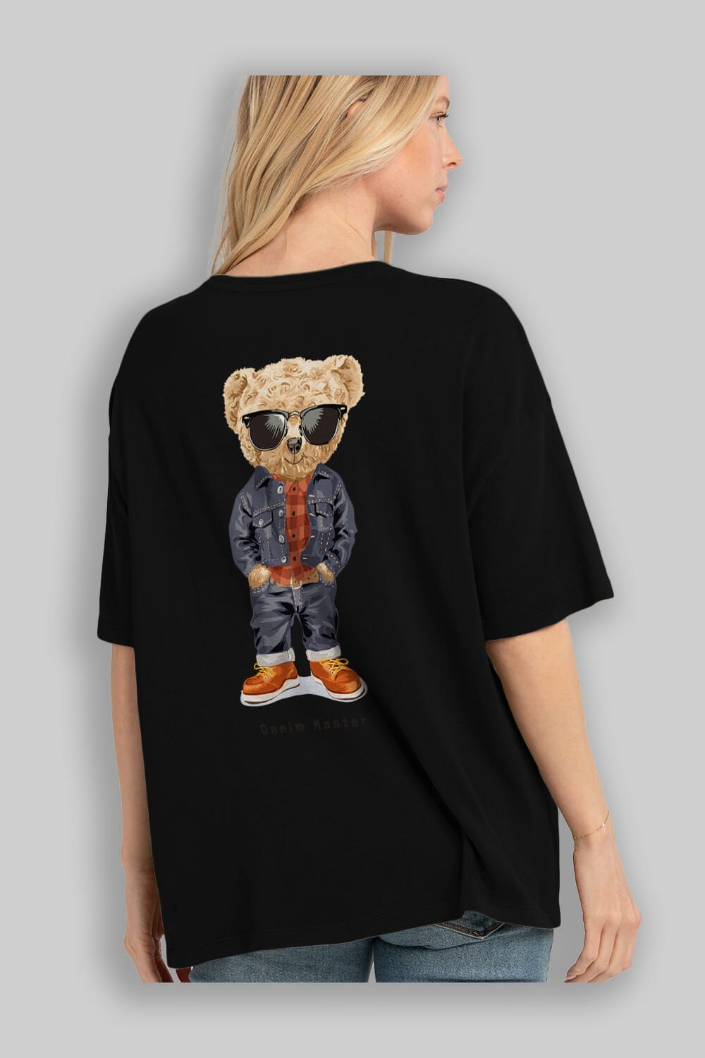 Teddy Bear Tarz Arka Baskılı Oversize t-shirt Erkek Kadın Unisex %100 Pamuk
