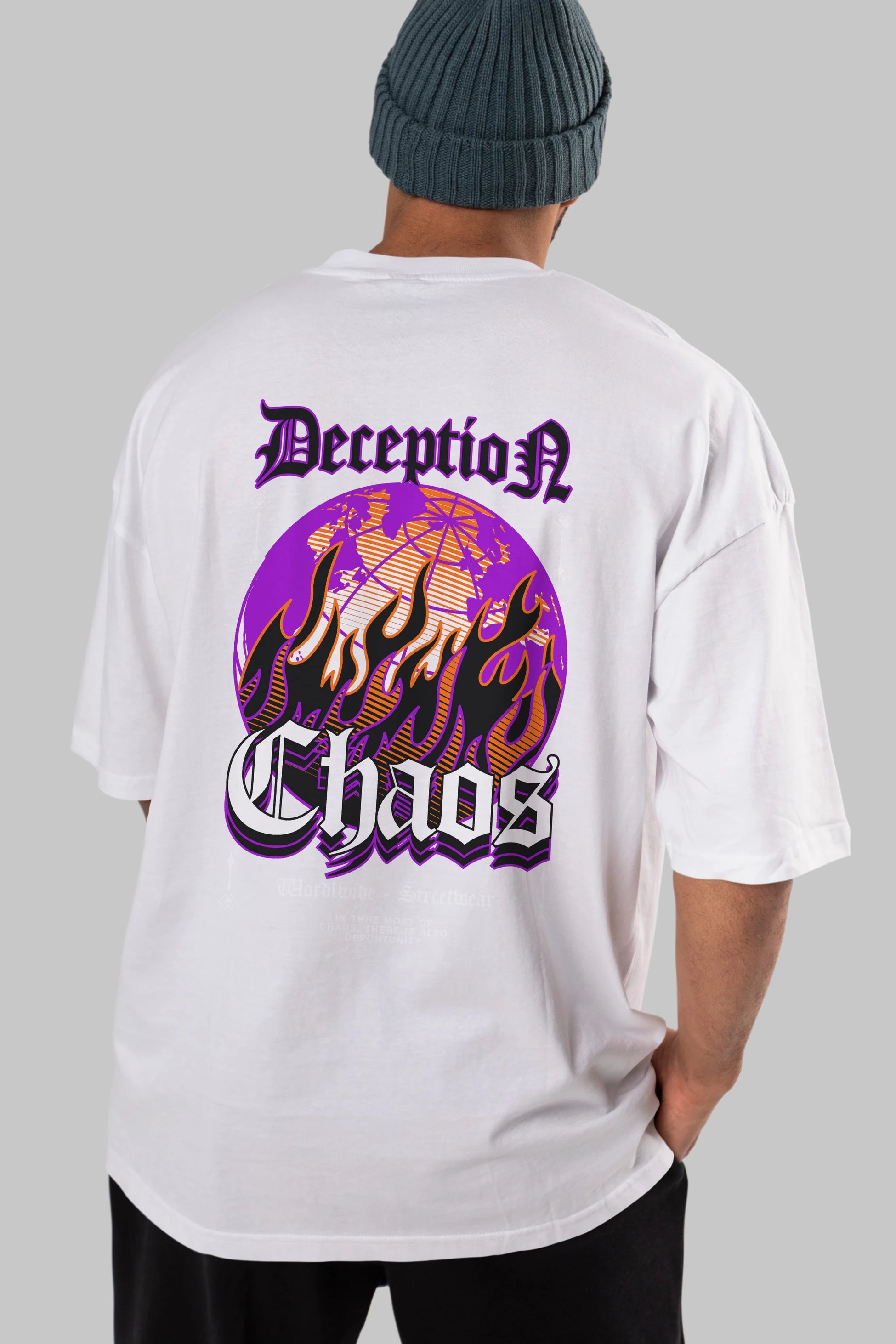 Deception Chaos Arka Baskılı Oversize t-shirt Erkek Kadın Unisex