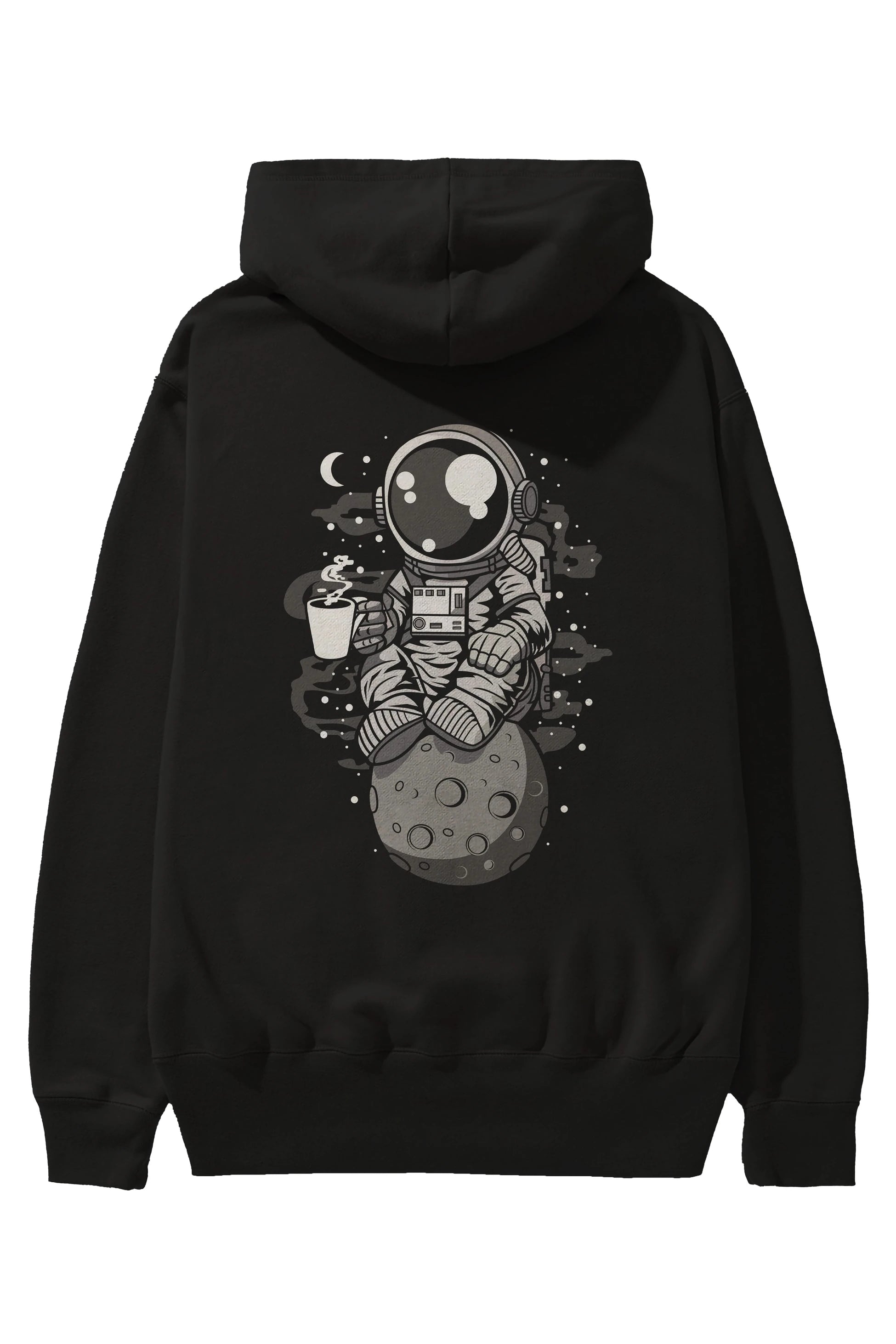 Astronaut Coffee Arka Baskılı Hoodie Oversize Kapüşonlu Sweatshirt Erkek Kadın Unisex