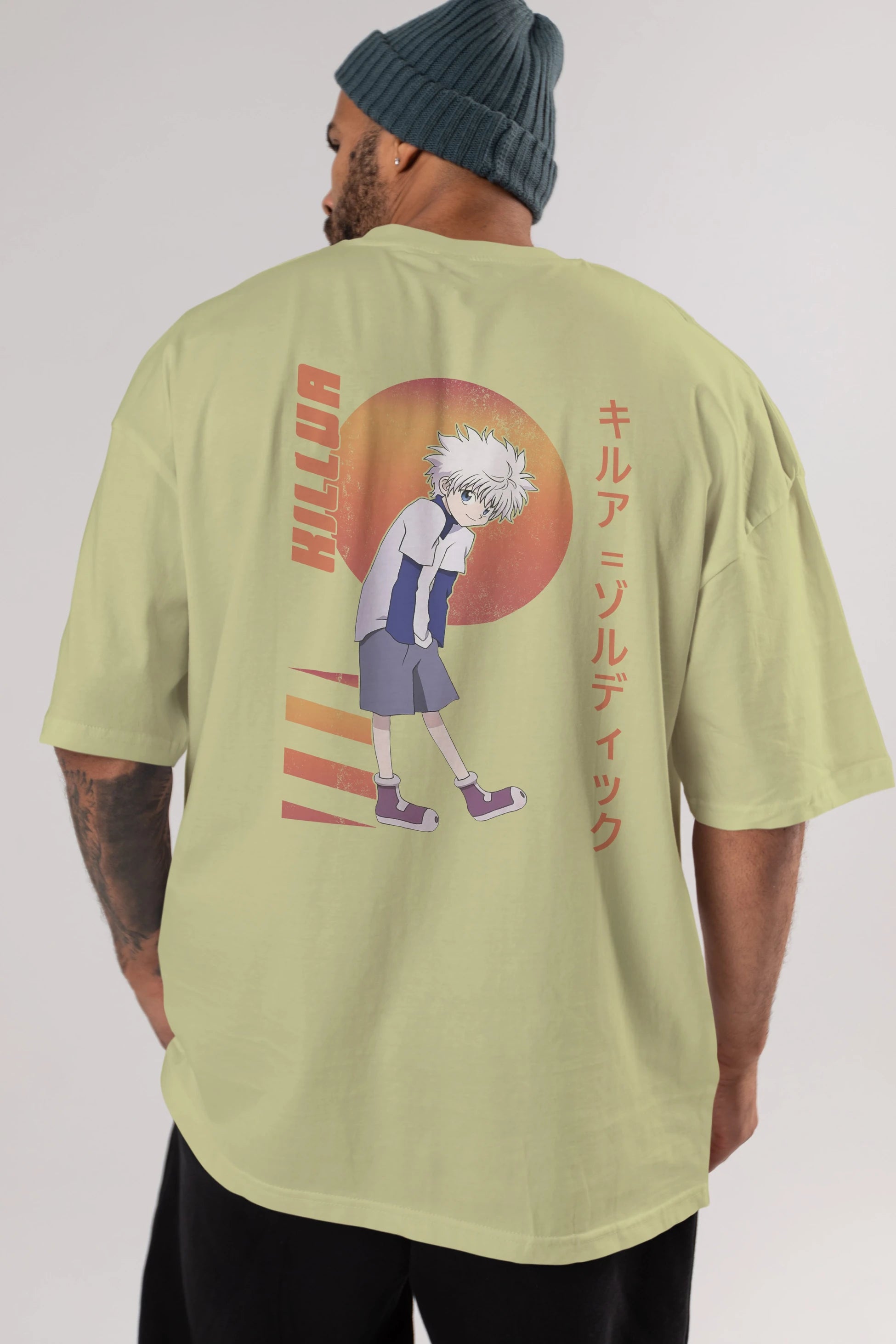 Killua Zoldyck 5 2 Anime Arka Baskılı Oversize t-shirt Erkek Kadın Unisex