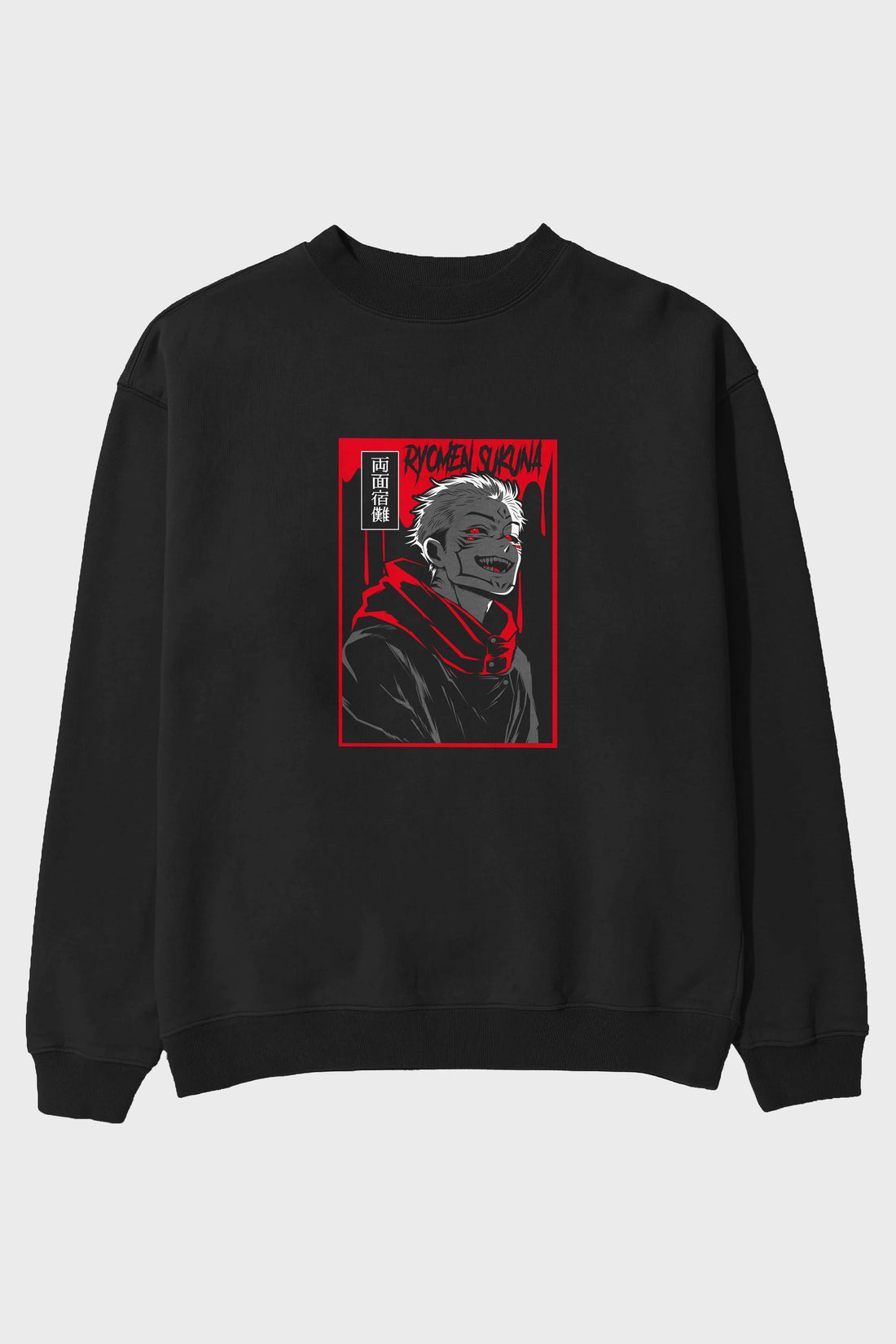SUKUNA Anime Ön Baskılı Oversize Sweatshirt Erkek Kadın Unisex
