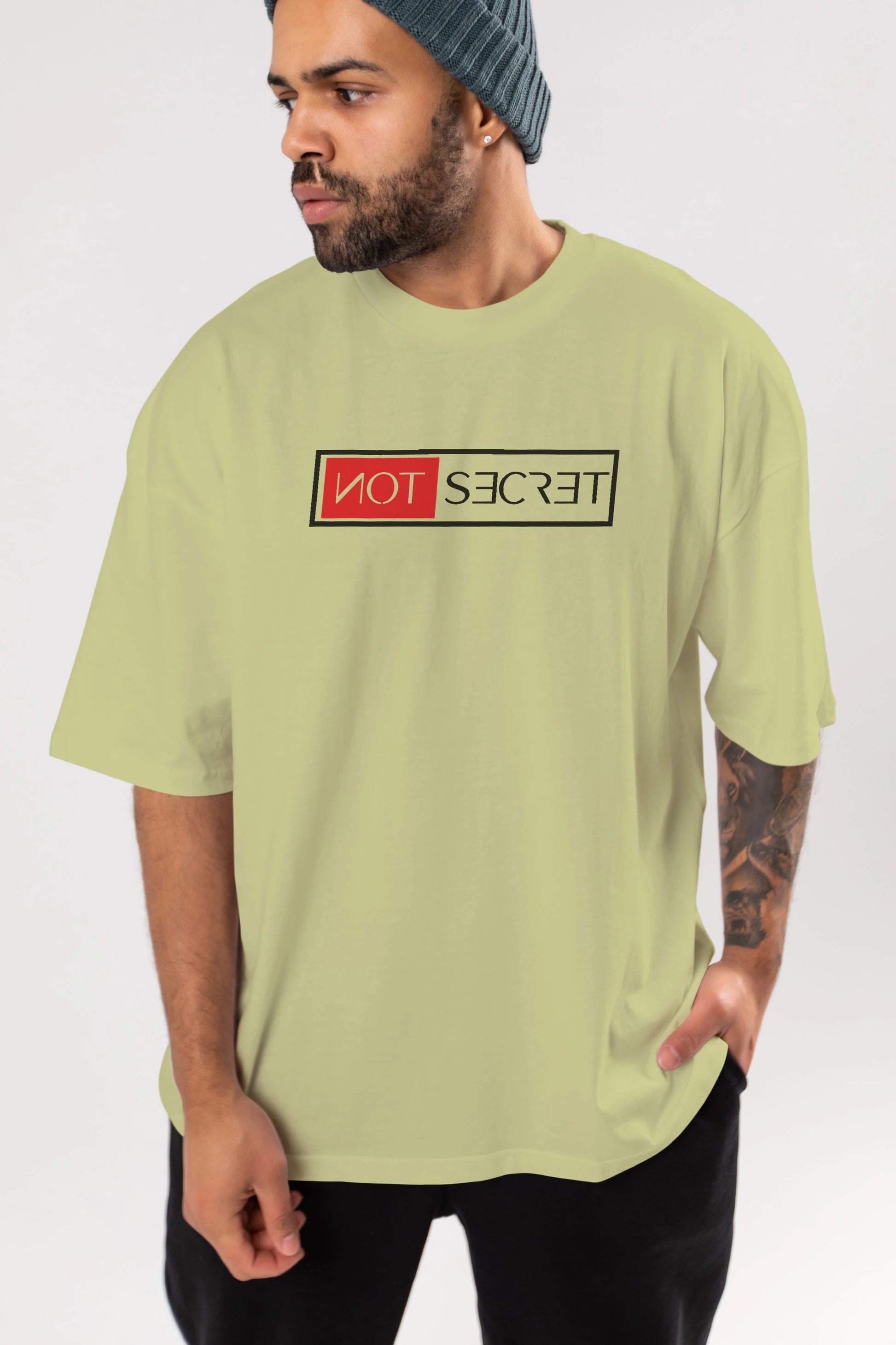 Not Secret Ön Baskılı Oversize t-shirt %100 pamuk Erkek Kadın Unisex