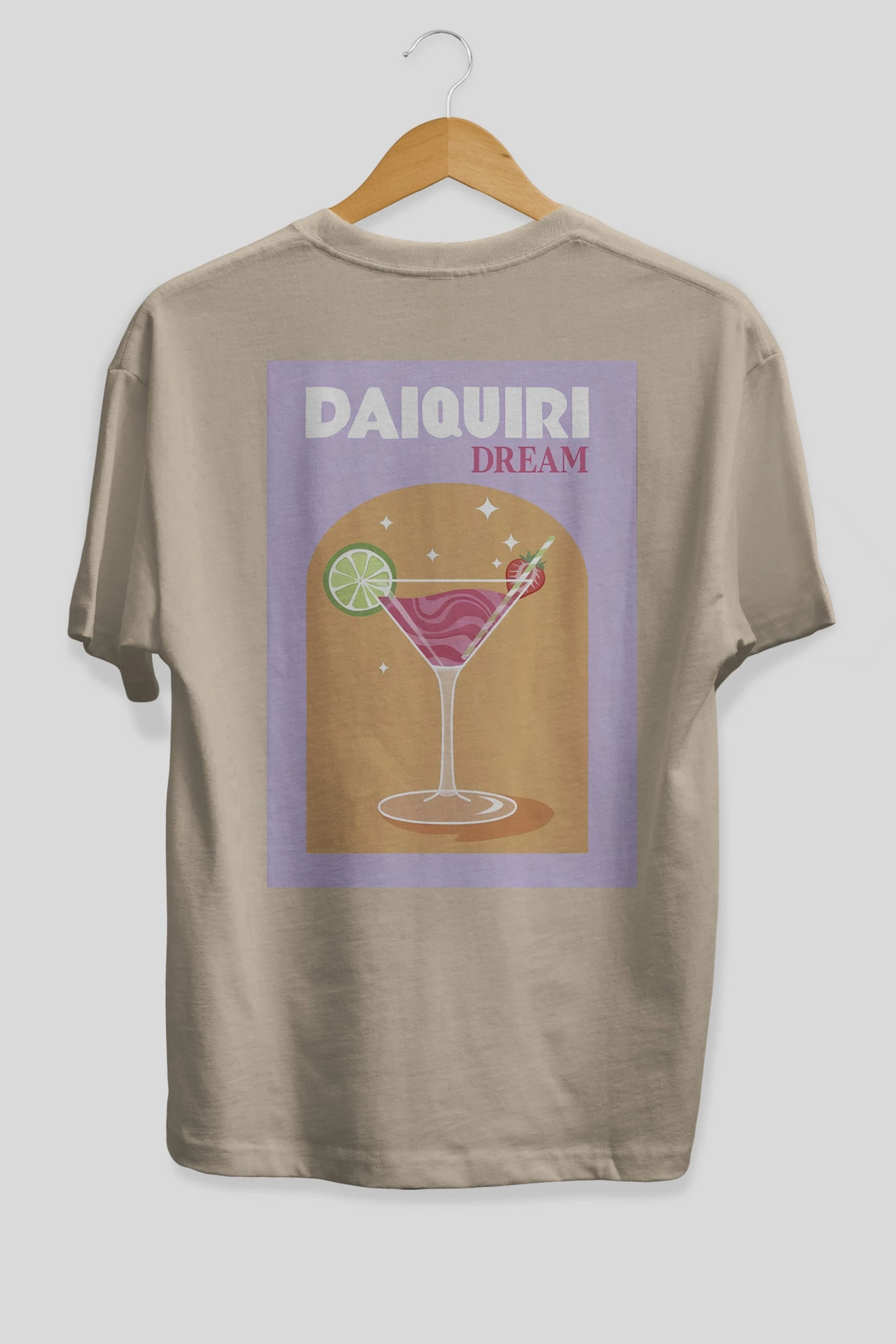 Daiquiri Dream Arka Baskılı Oversize t-shirt Erkek Kadın Unisex %100 Pamuk Bisiklet Yaka tişort