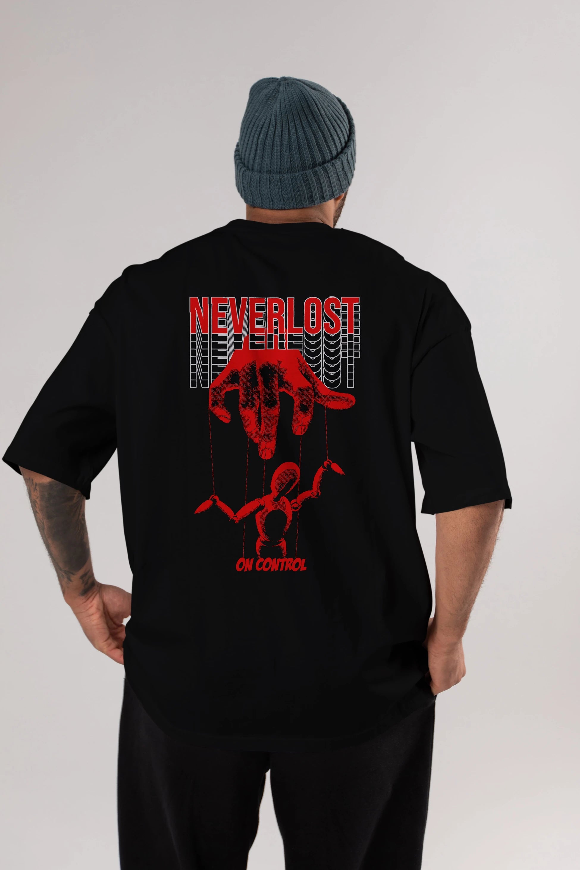 Neverlost on Control Arka Baskılı Oversize t-shirt Erkek Kadın Unisex