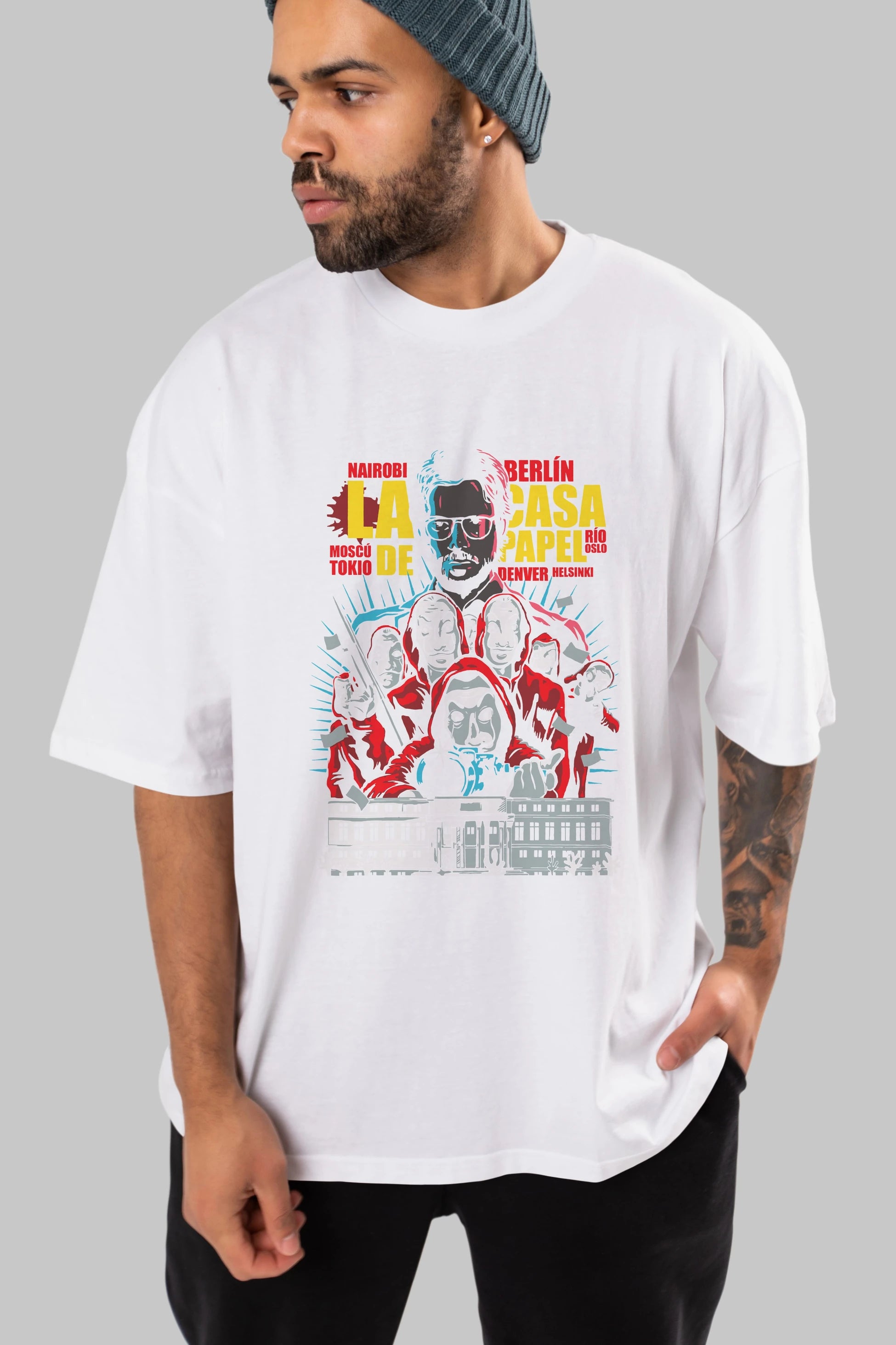 La Casa De Papel (6) Ön Baskılı Oversize t-shirt Erkek Kadın Unisex %100 Pamuk Bisiklet Yaka tişort