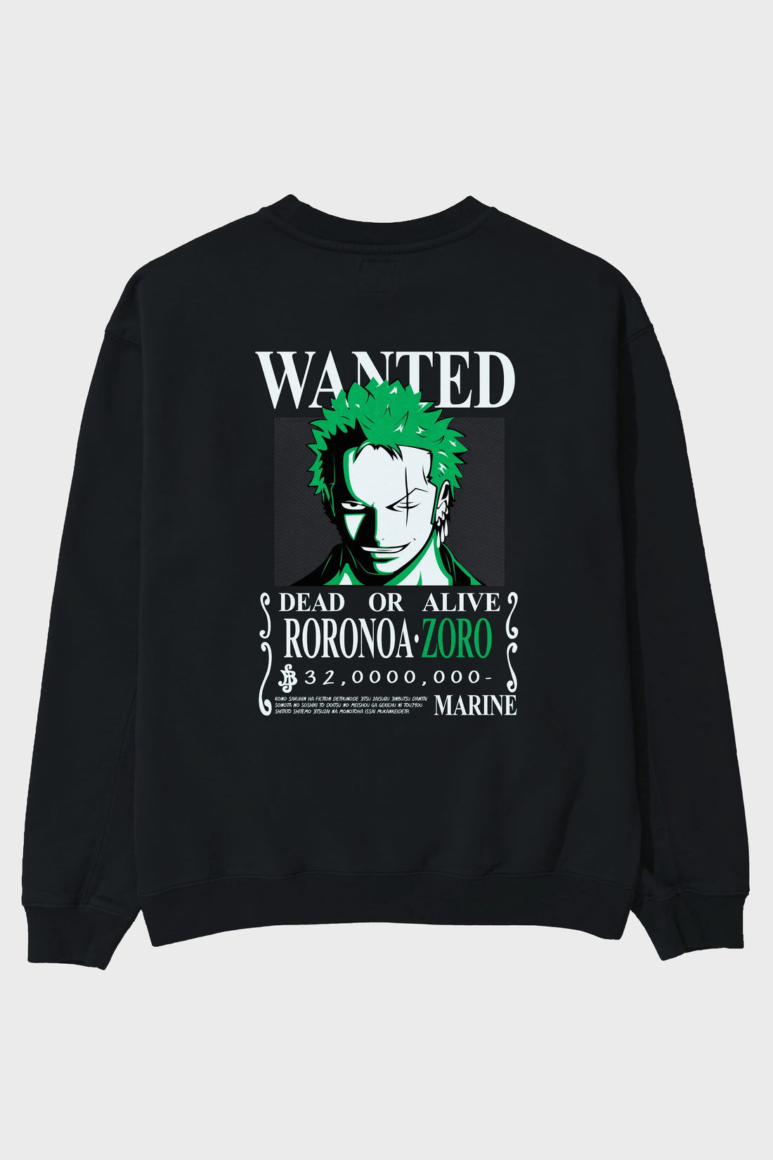 Roronoa Zoro Arka Baskılı Anime Oversize Sweatshirt Erkek Kadın Unisex