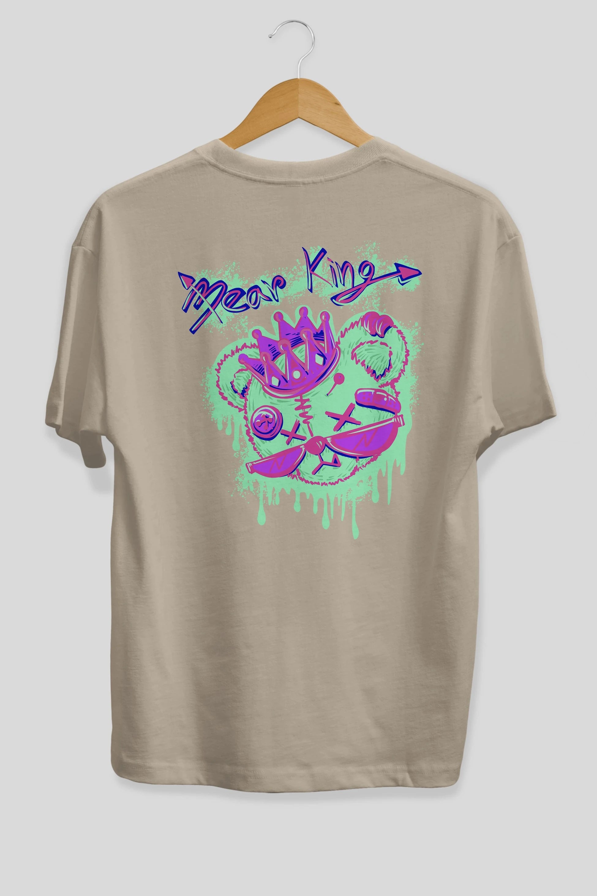 Bear King Arka Baskılı Oversize t-shirt Erkek Kadın Unisex