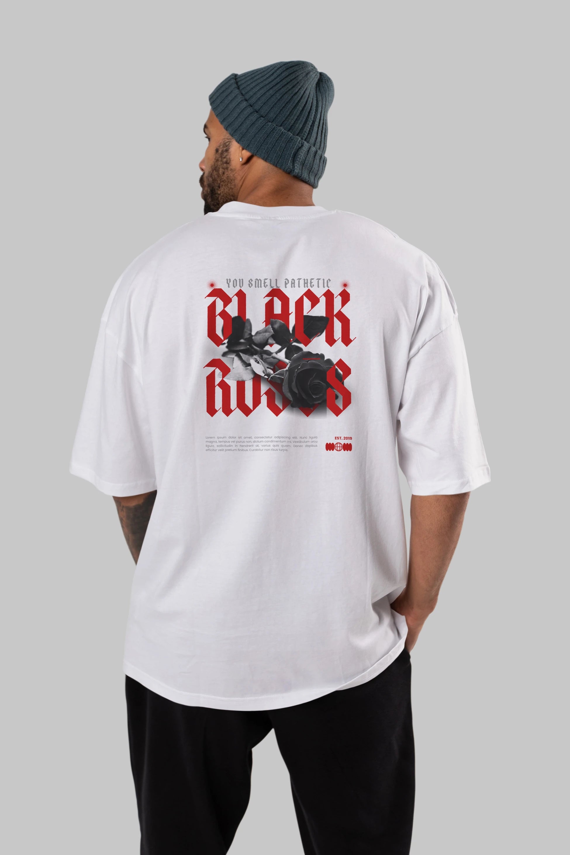 Black Roses Arka Baskılı Oversize t-shirt Erkek Kadın Unisex
