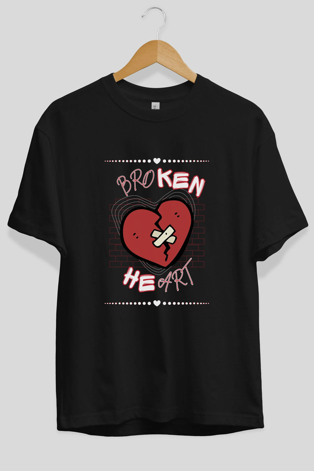 Broken Heart Yazılı Ön Baskılı Oversize t-shirt Erkek Kadın Unisex