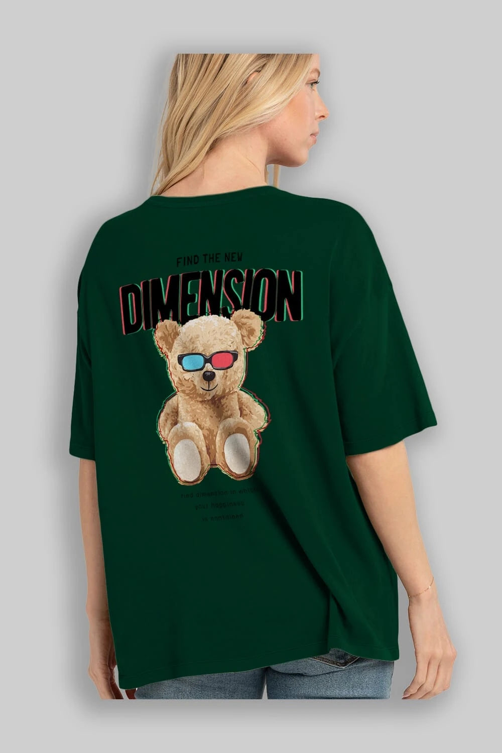 Teddy Bear Dimension Arka Baskılı Oversize t-shirt Erkek Kadın Unisex %100 Pamuk