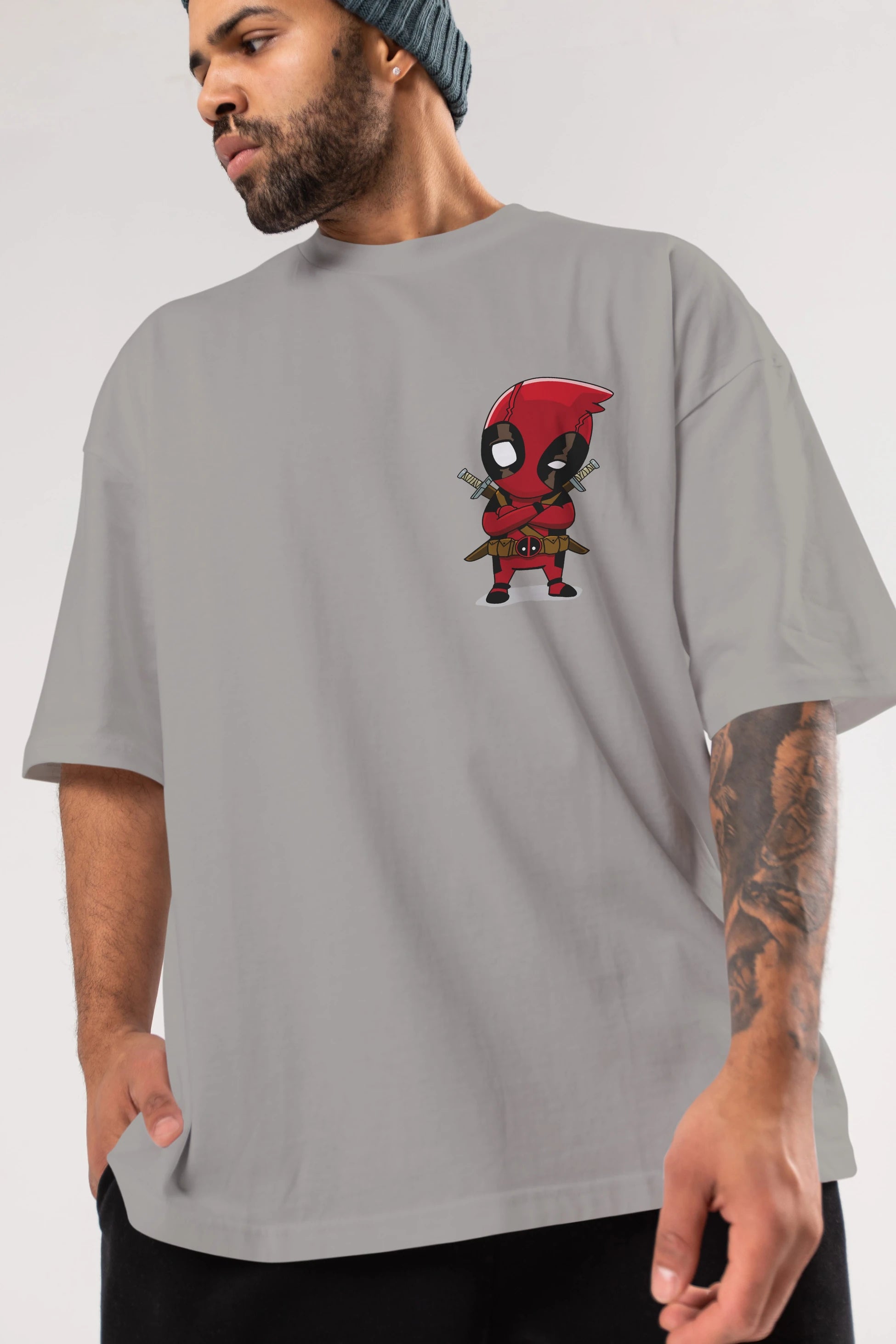 Deadpool (19) Ön Sol Baskılı Oversize t-shirt Erkek Kadın Unisex %100 Pamuk Bisiklet Yaka tişort