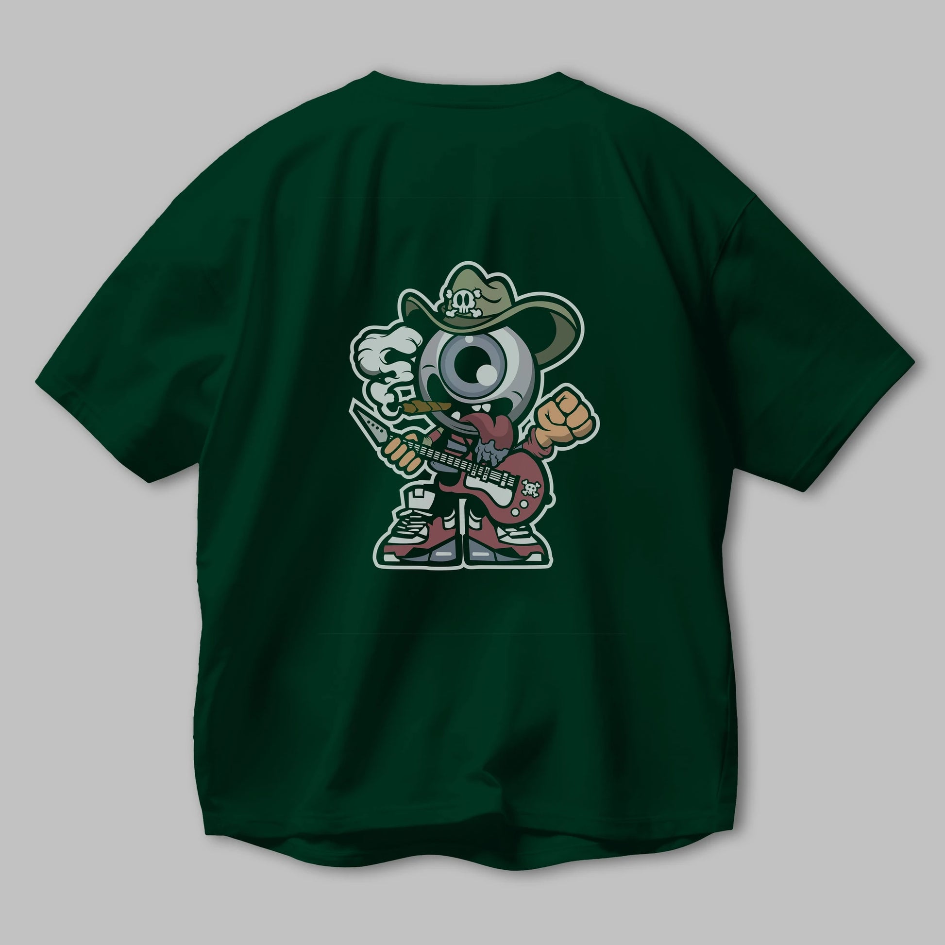 Eyeball Rockstar Cowboy Arka Baskılı Oversize t-shirt Erkek Kadın Unisex %100 Pamuk tişort