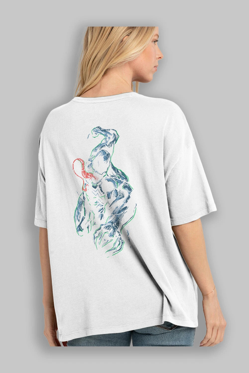 Venom (5) Arka Baskılı Oversize t-shirt Erkek Kadın Unisex %100 Pamuk Bisiklet Yaka tişort