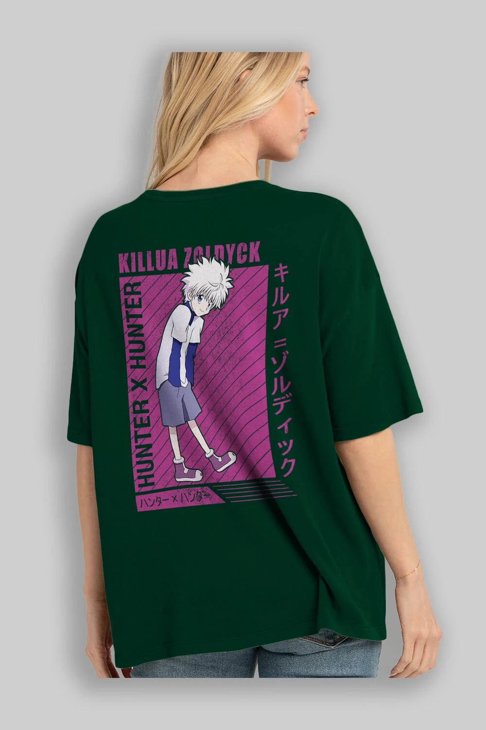 Killua Zoldyck 3 1 Anime Arka Baskılı Oversize t-shirt Erkek Kadın Unisex