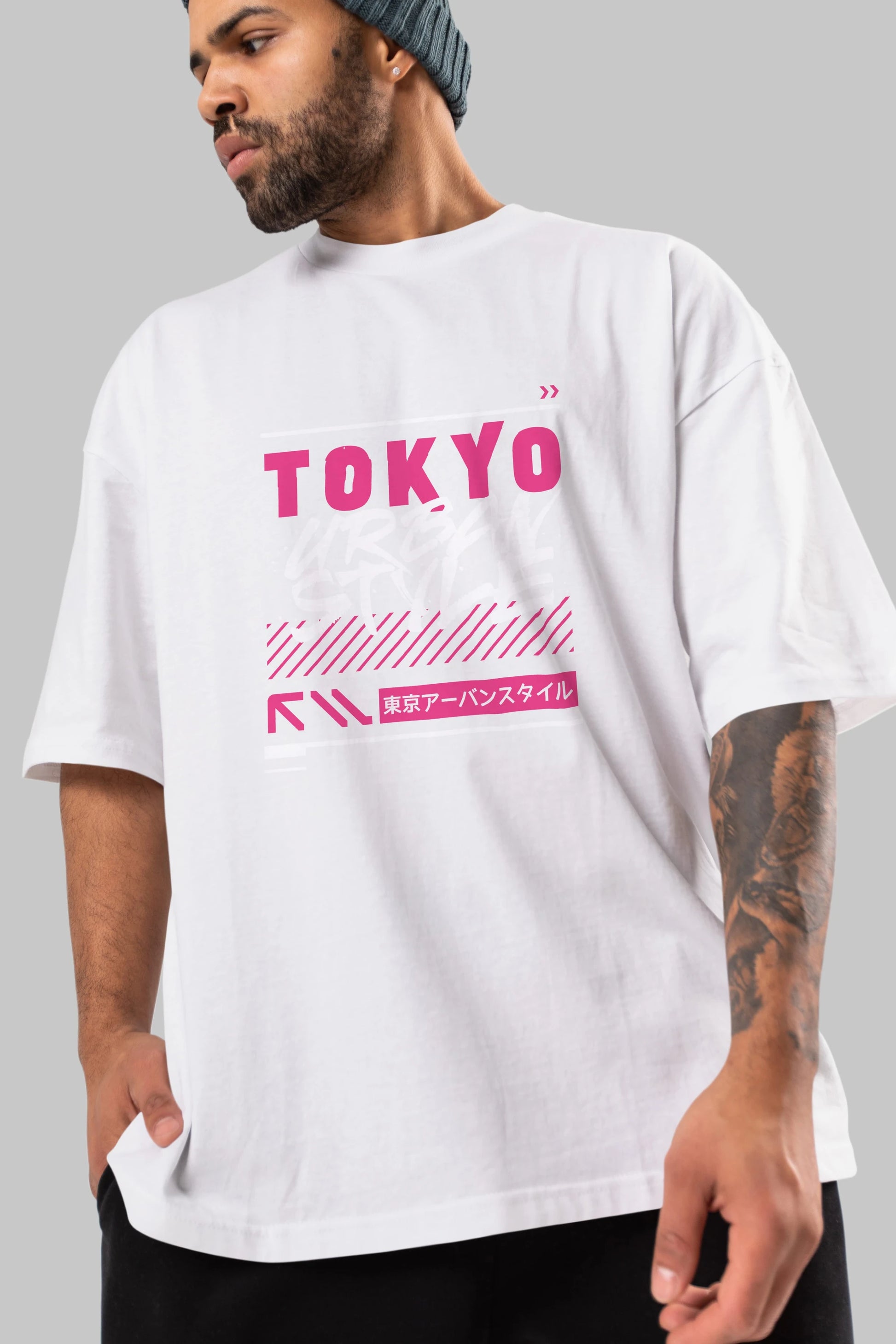 Tokyo Urban Style Ön Baskılı Oversize t-shirt Erkek Kadın Unisex