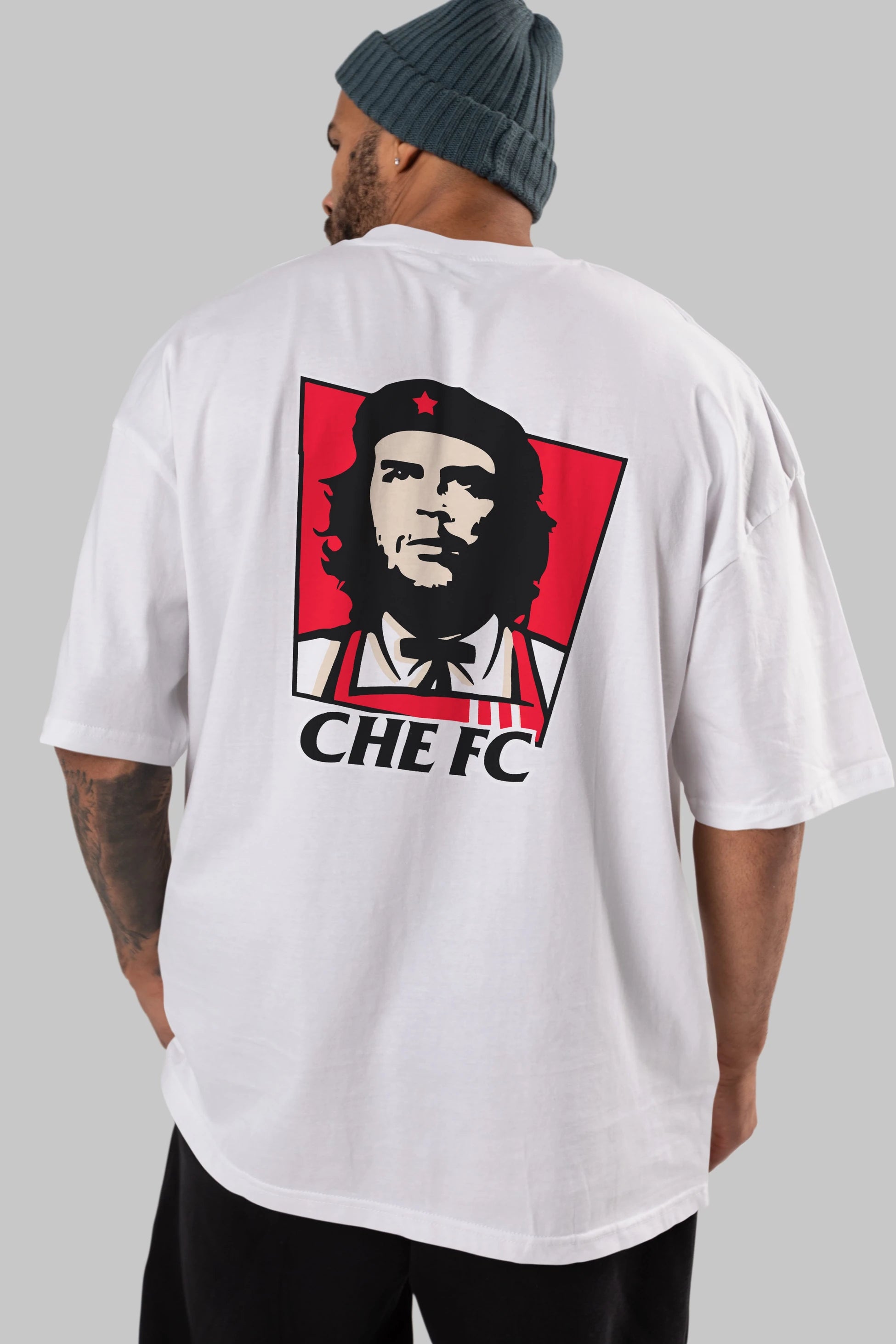 Che FC Arka Baskılı Oversize t-shirt Erkek Kadın Unisex %100 Pamuk Bisiklet Yaka tişort
