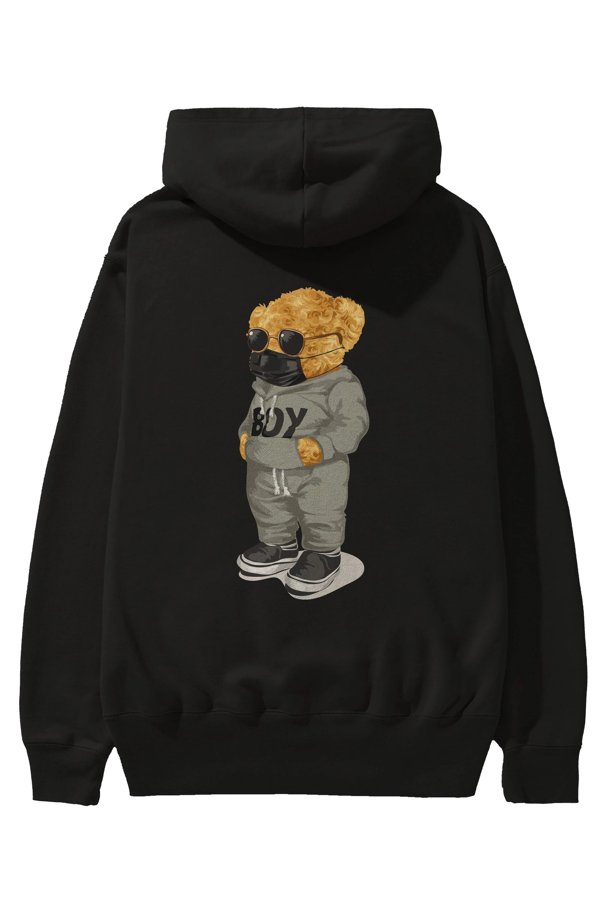 Teddy Bear Boy Arka Baskılı Hoodie Oversize Kapüşonlu Sweatshirt Erkek Kadın Unisex