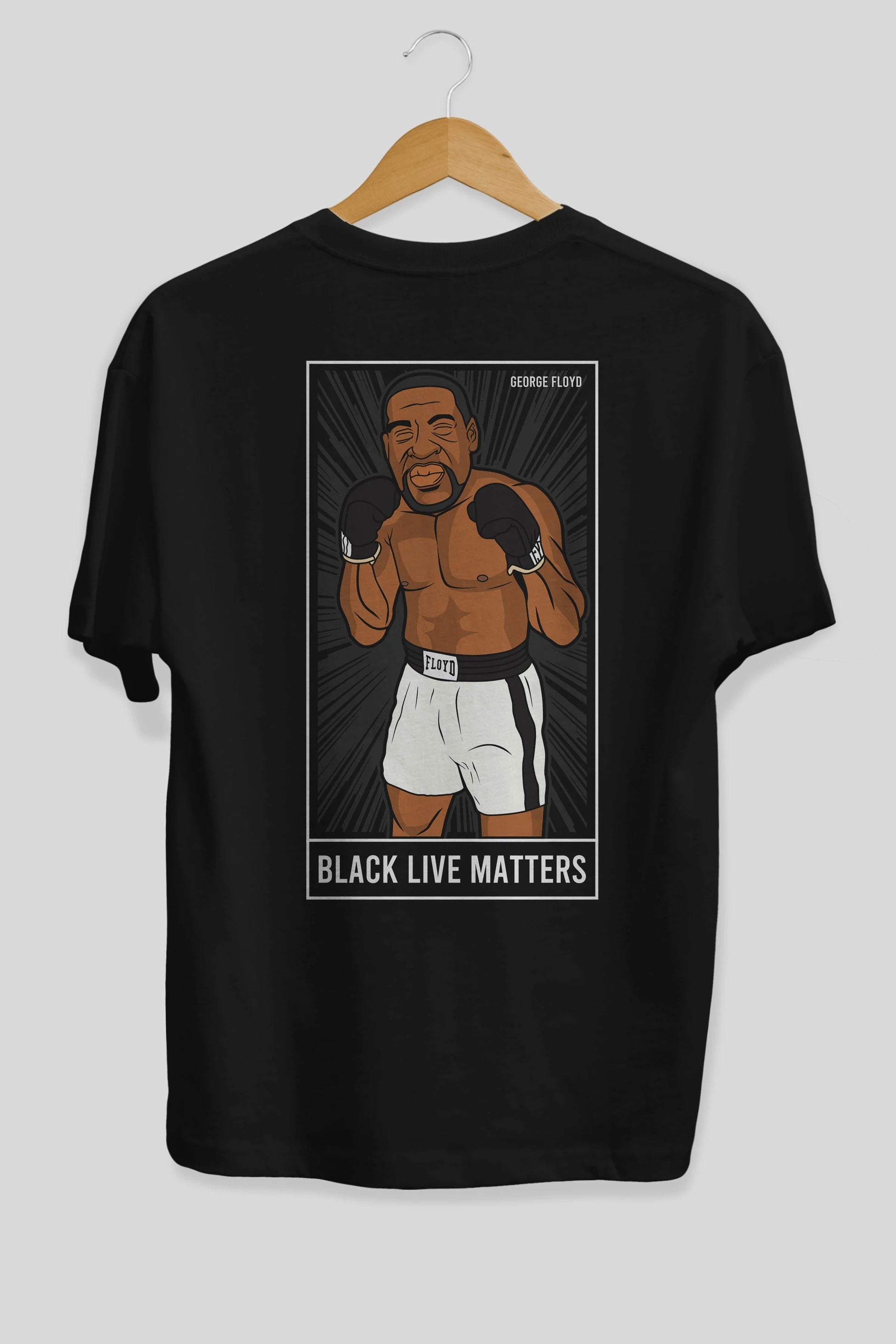 George Floyd Boxer Arka Baskılı Oversize t-shirt Erkek Kadın Unisex %100 Pamuk tişort
