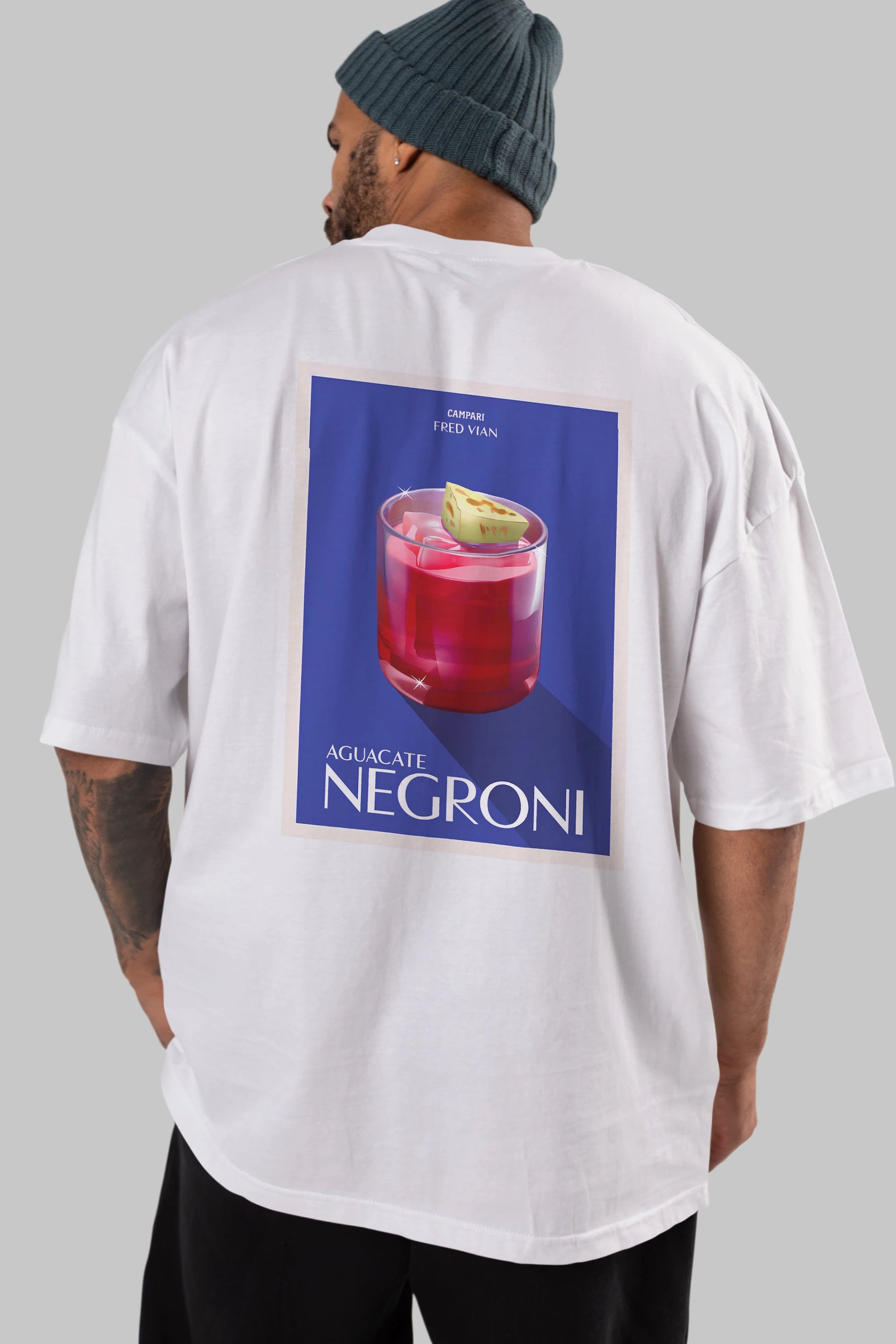 Aguacate Negroni Arka Baskılı Oversize t-shirt Erkek Kadın Unisex %100 Pamuk Bisiklet Yaka tişort