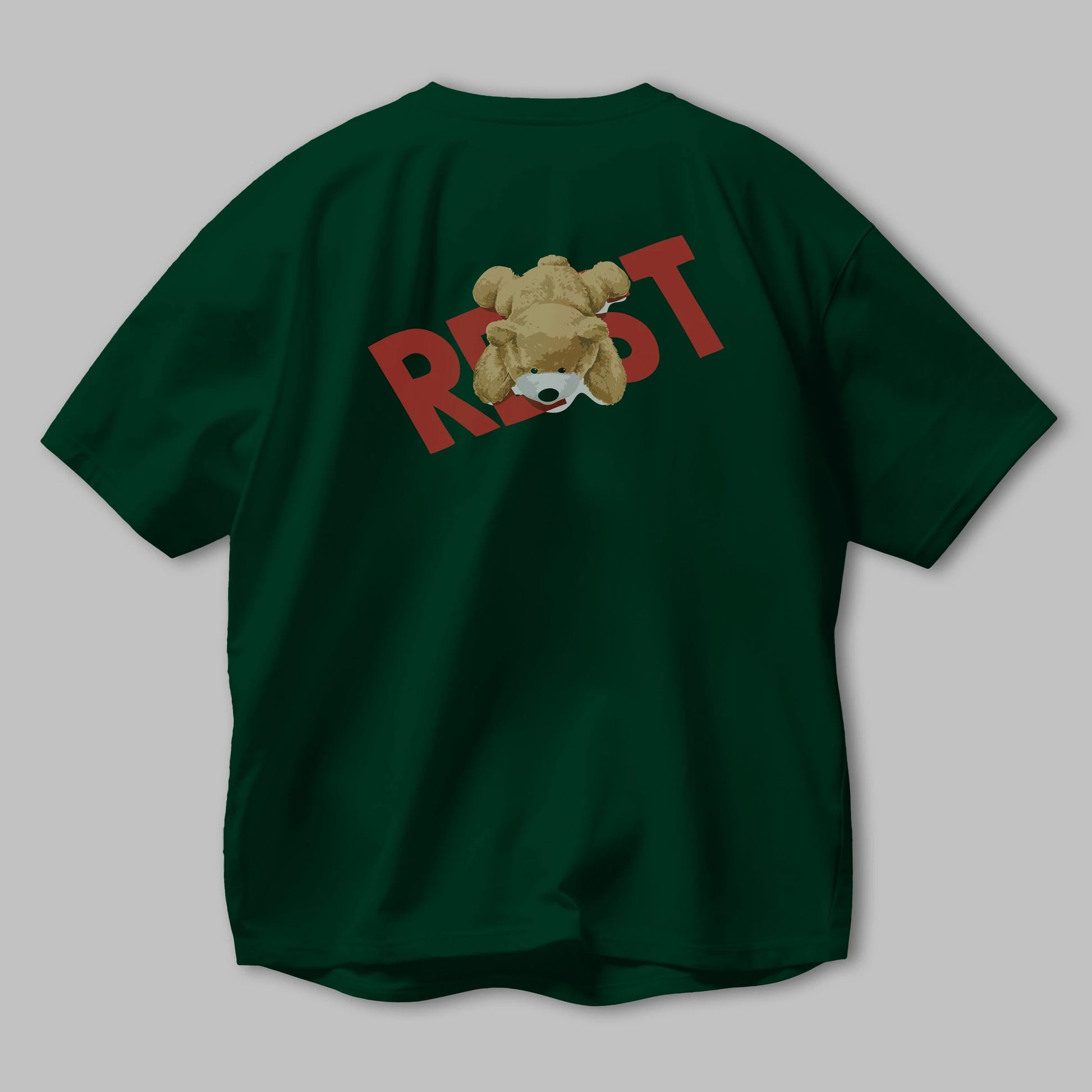 Teddy Bear Rest Arka Baskılı Oversize t-shirt Erkek Kadın Unisex %100 Pamuk