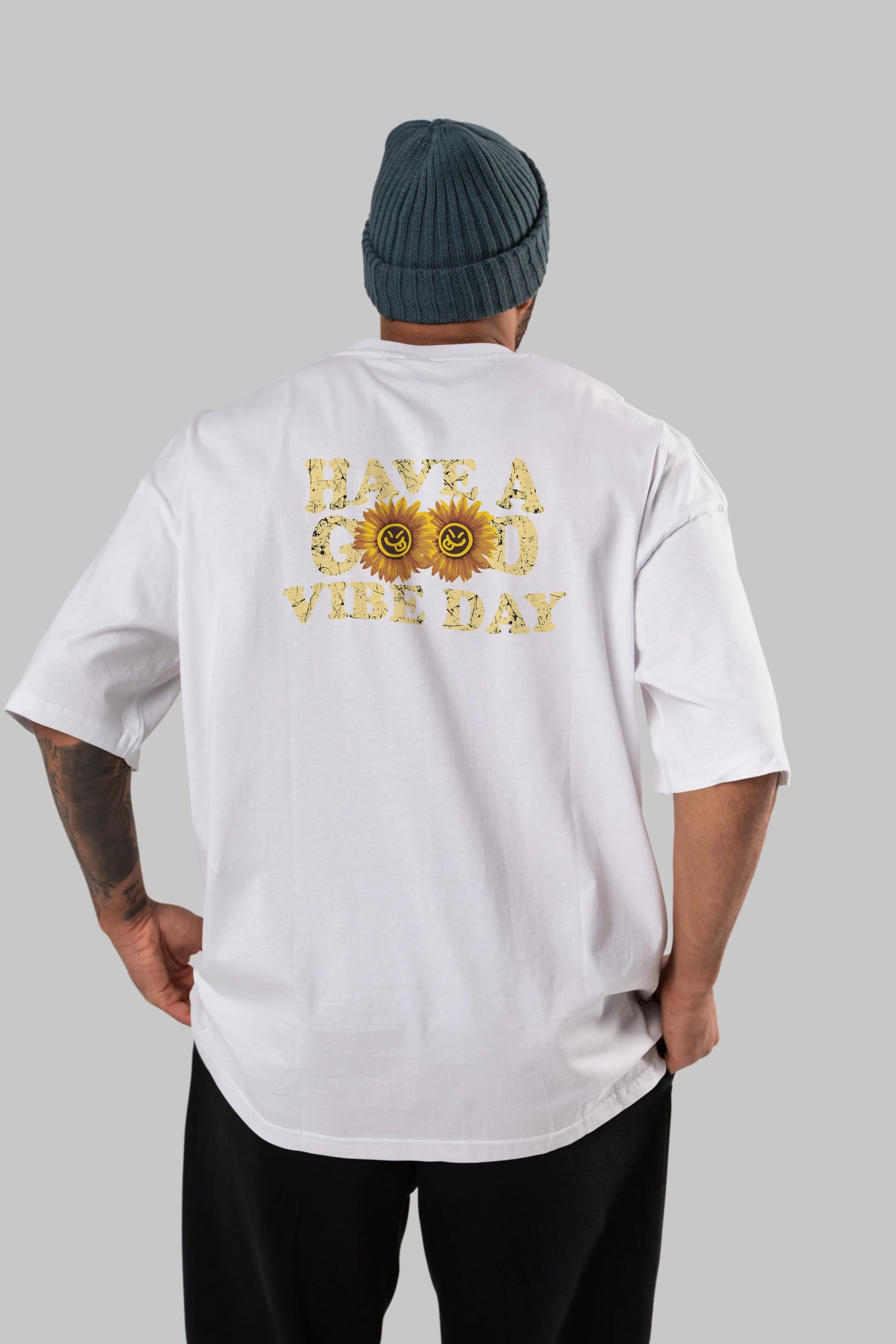 Have a Good Vibe Day Arka Baskılı Oversize t-shirt Erkek Kadın Unisex