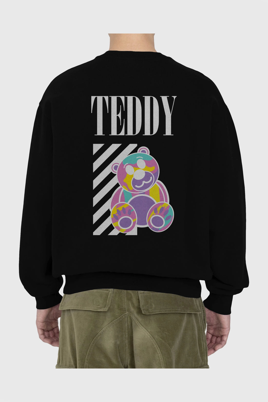 Teddy Bear 2 Arka Baskılı Oversize Sweatshirt Erkek Kadın Unisex
