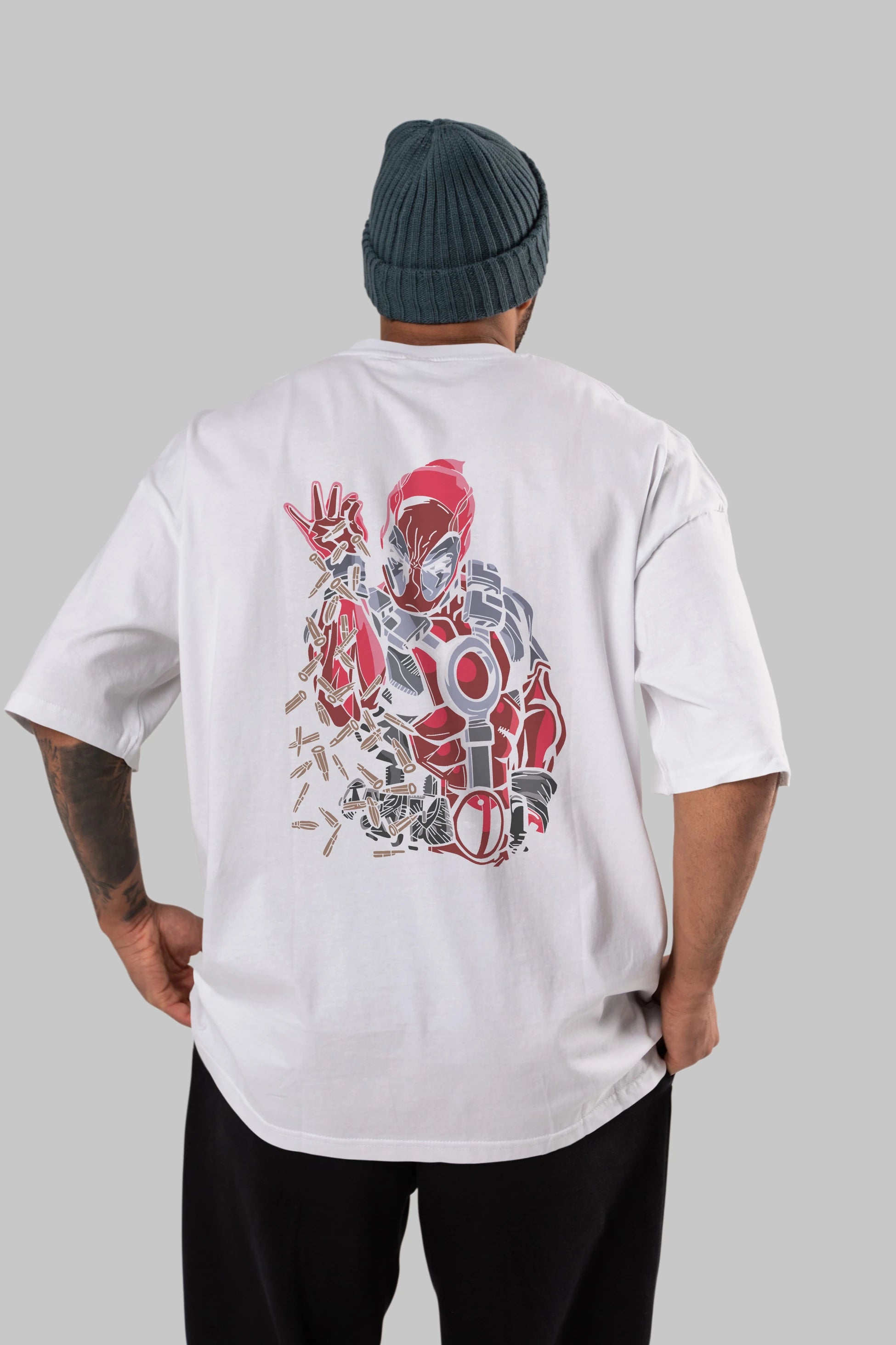 Deadpool (2) Arka Baskılı Oversize t-shirt Erkek Kadın Unisex %100 Pamuk Bisiklet Yaka tişort