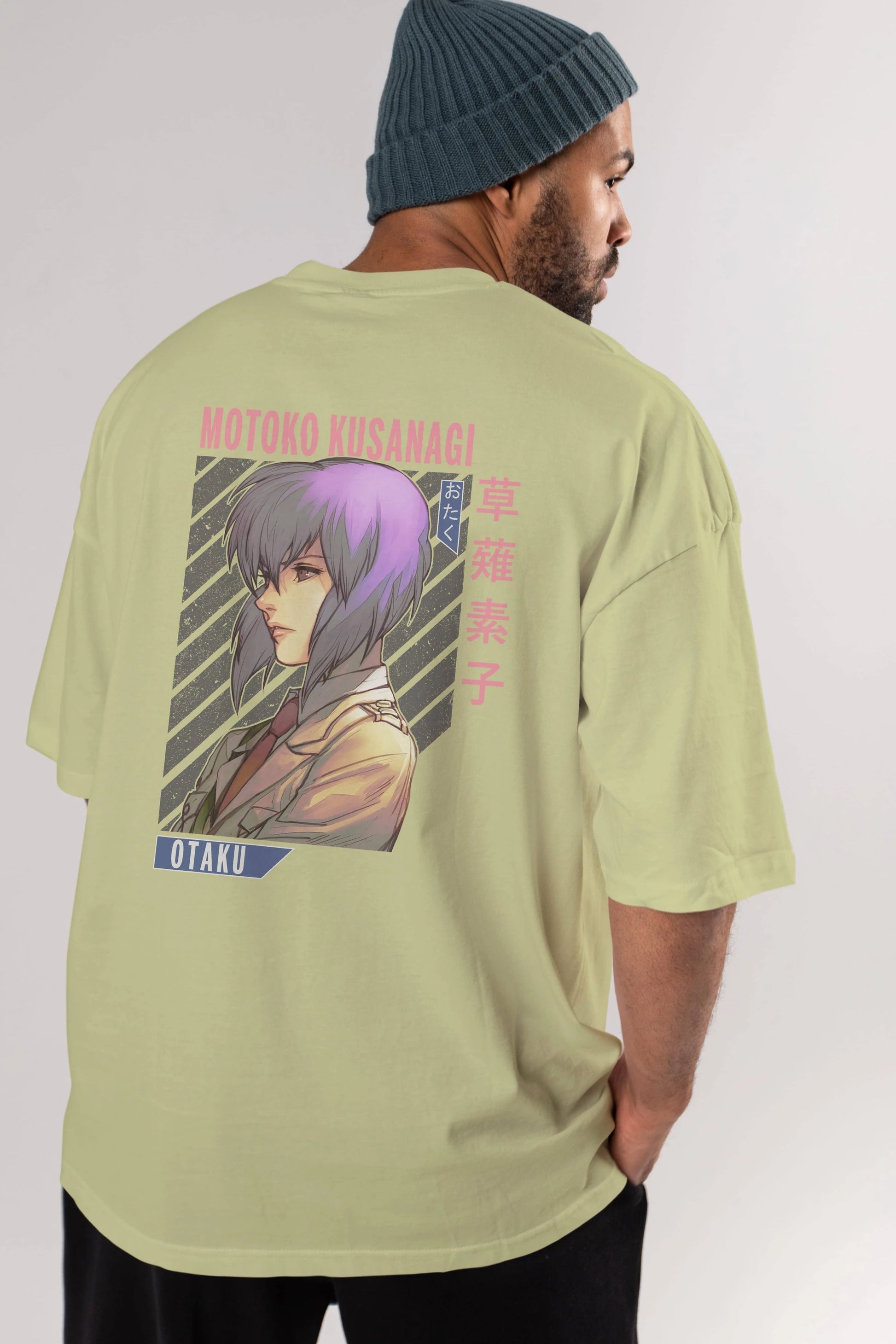 Motoko Kusanagi 4 Anime Arka Baskılı Oversize t-shirt Erkek Kadın Unisex