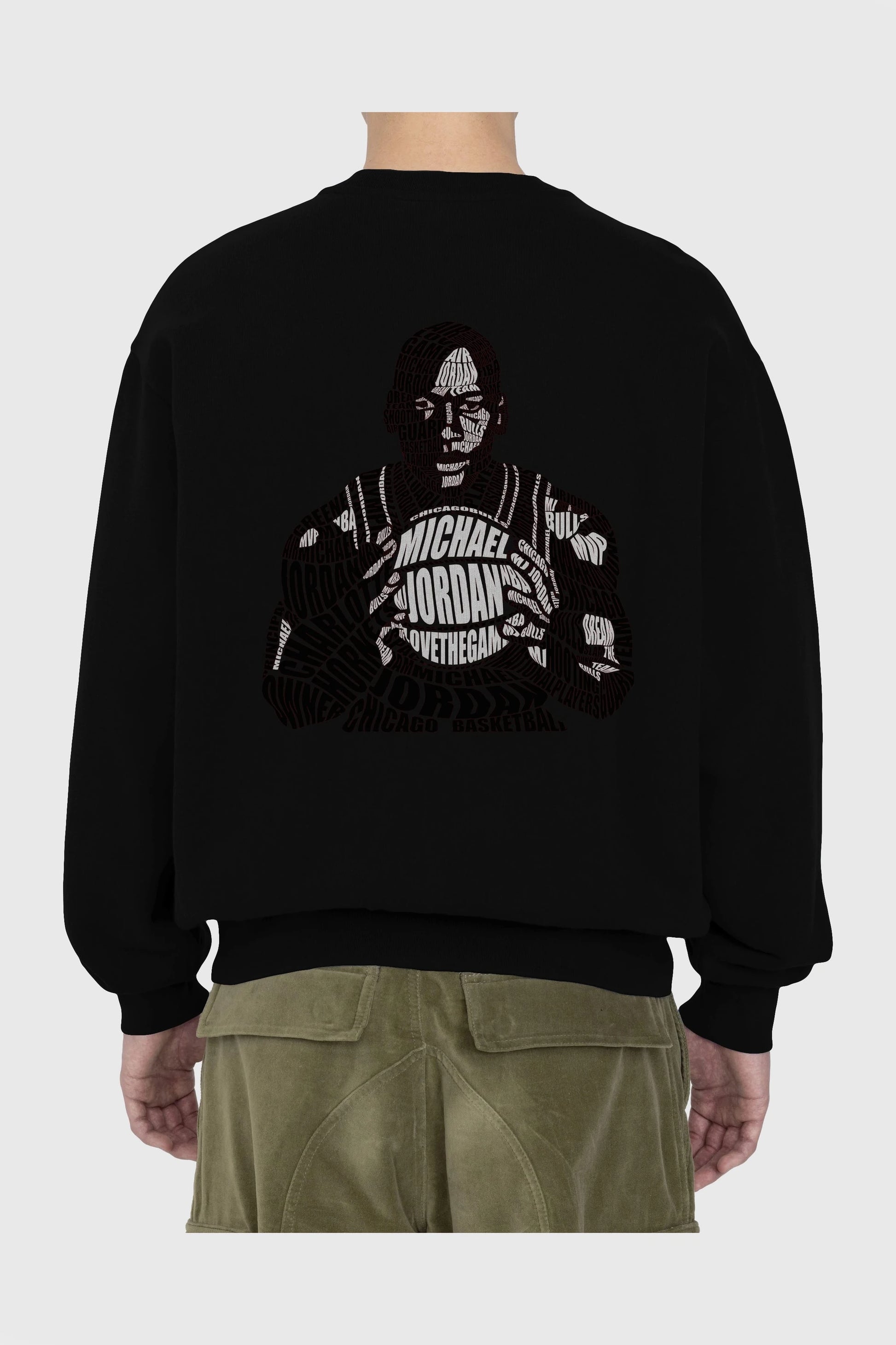 Michael Jordan Calligram Arka Baskılı Oversize Sweatshirt Erkek Kadın Unisex