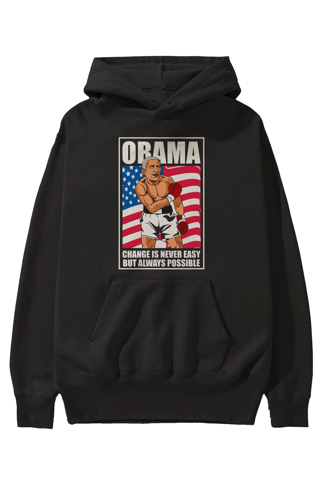 Obama Ön Baskılı Hoodie Oversize Kapüşonlu Sweatshirt Erkek Kadın Unisex