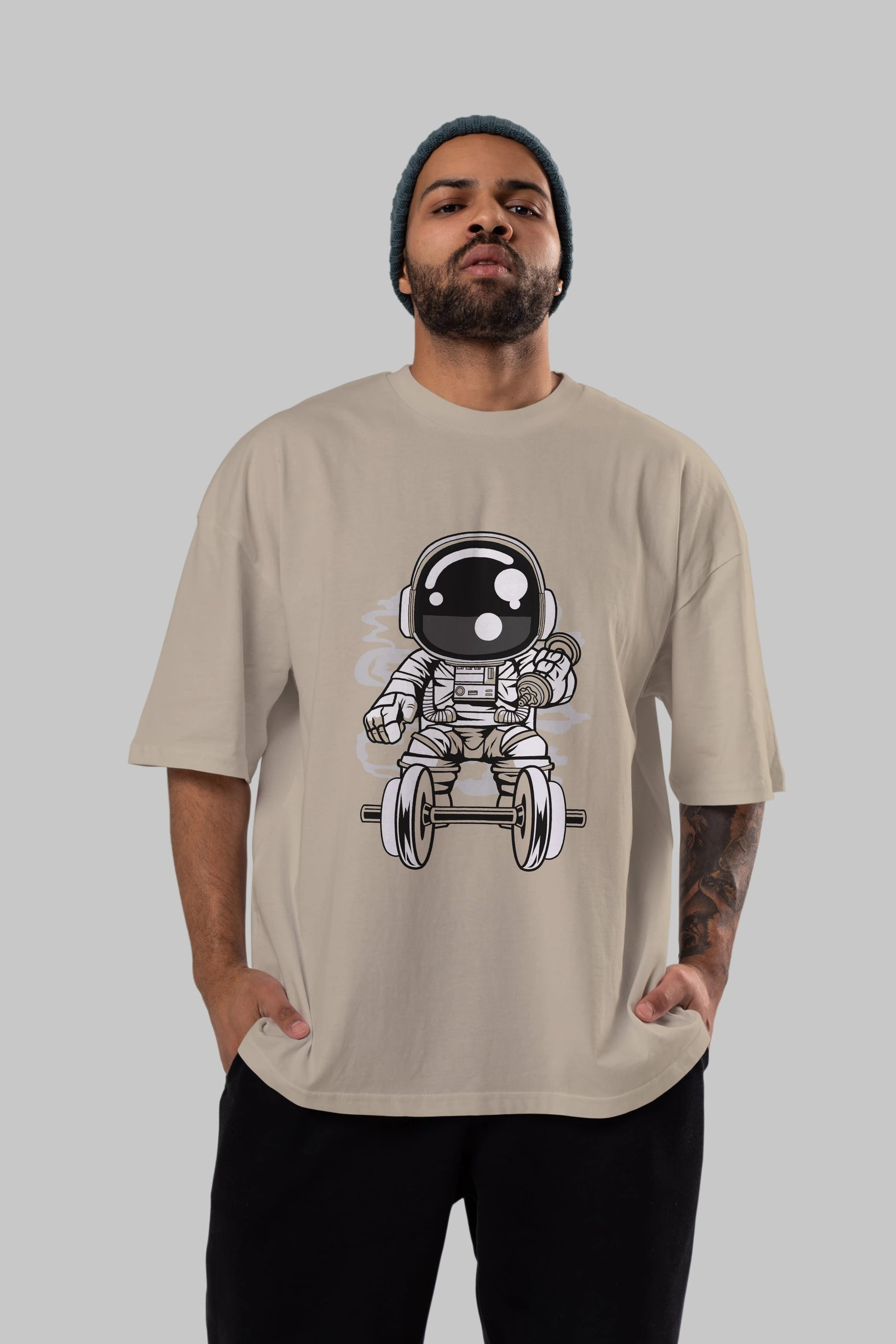 Astronaut Gym Ön Baskılı Oversize t-shirt Erkek Kadın Unisex