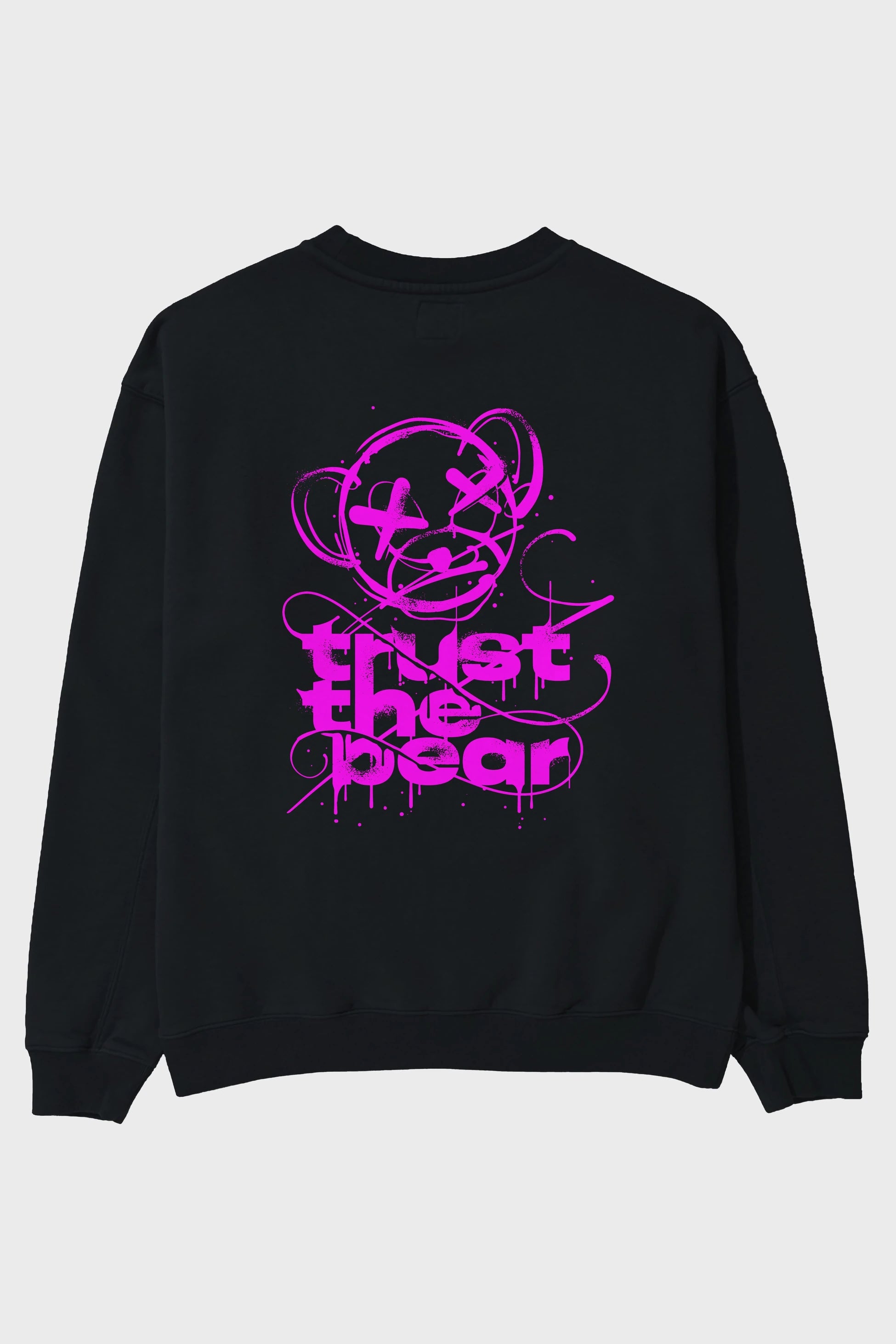 Trust The Bear 2 Arka Baskılı Oversize Sweatshirt Erkek Kadın Unisex