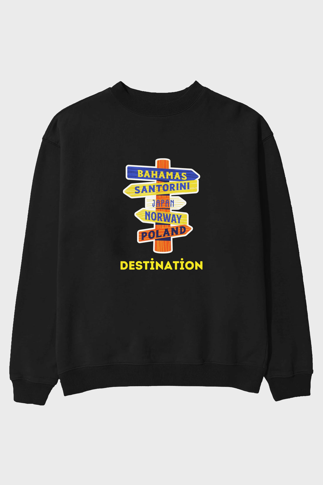 Destination Yazılı Ön Baskılı Oversize Sweatshirt Erkek Kadın Unisex