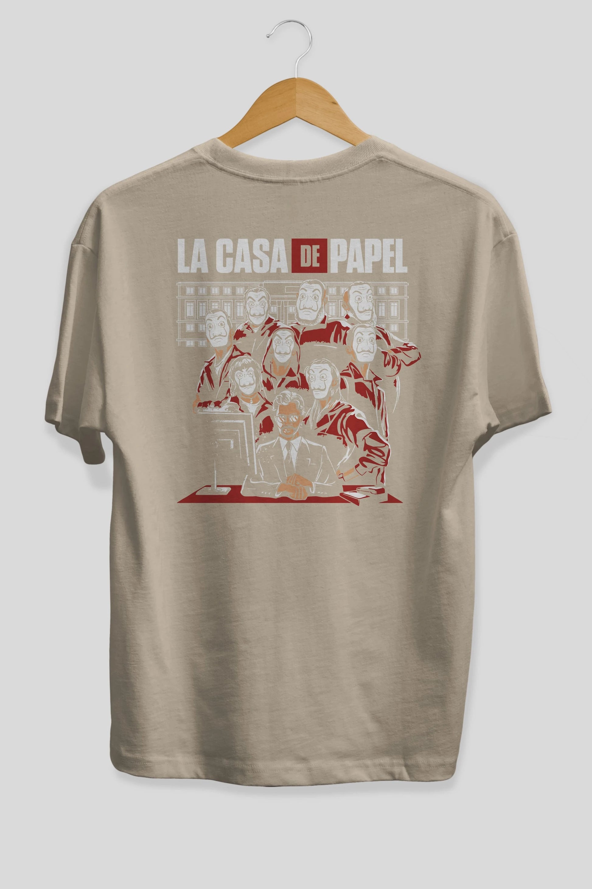 La Casa De Papel (5) Arka Baskılı Oversize t-shirt Erkek Kadın Unisex %100 Pamuk Bisiklet Yaka tişort