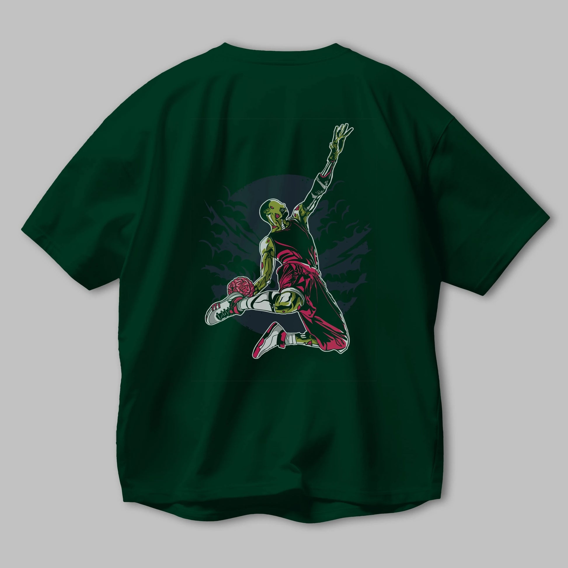 Zombie Slam Dunk Arka Baskılı Oversize t-shirt Erkek Kadın Unisex %100 Pamuk