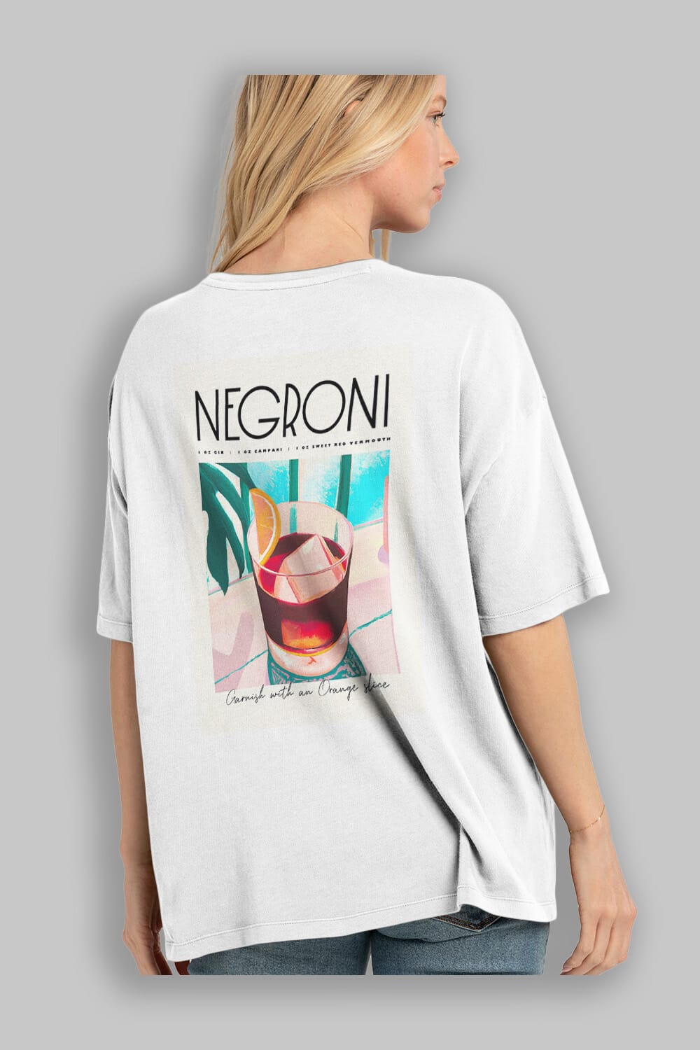 Negroni 4 Arka Baskılı Oversize t-shirt Erkek Kadın Unisex %100 Pamuk Bisiklet Yaka tişort