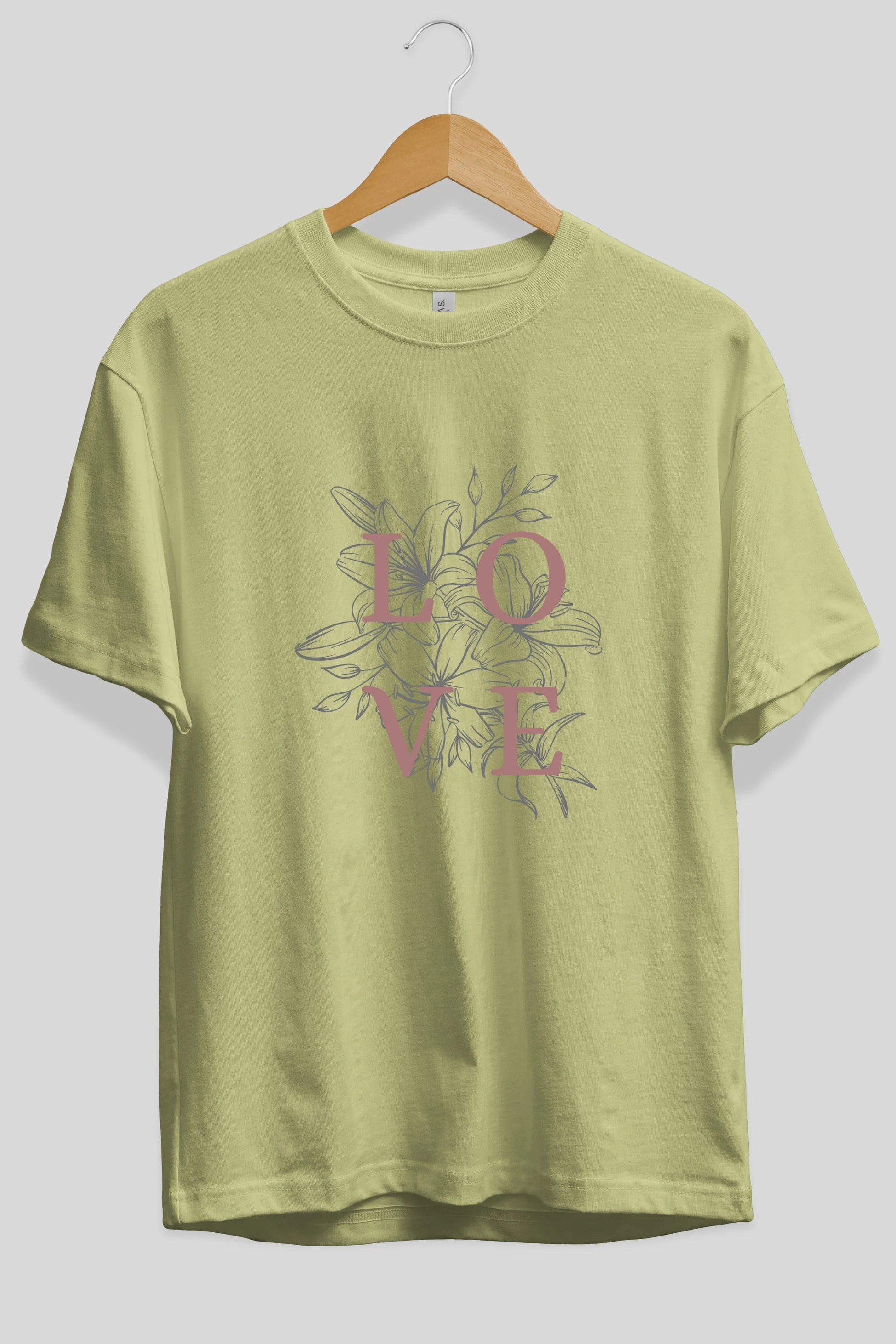 Love Yazılı Ön Baskılı Oversize t-shirt Erkek Kadın Unisex