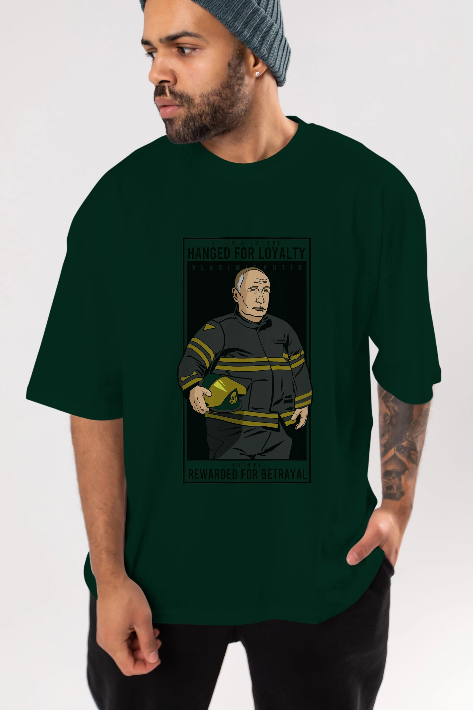 Putin Fireman Ön Baskılı Oversize t-shirt Erkek Kadın Unisex %100 Pamuk tişort