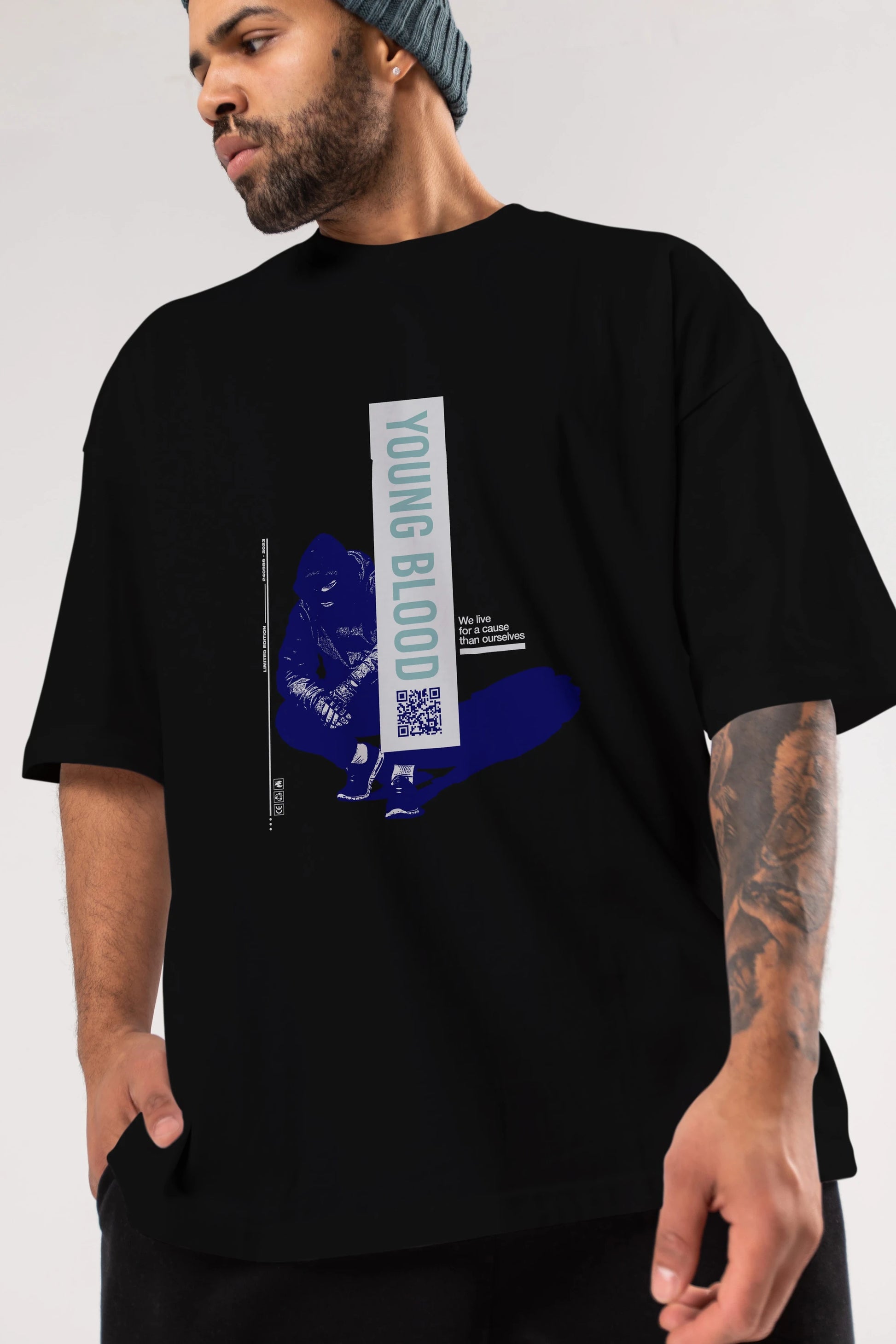 Young Blood Ön Baskılı Oversize t-shirt Erkek Kadın Unisex