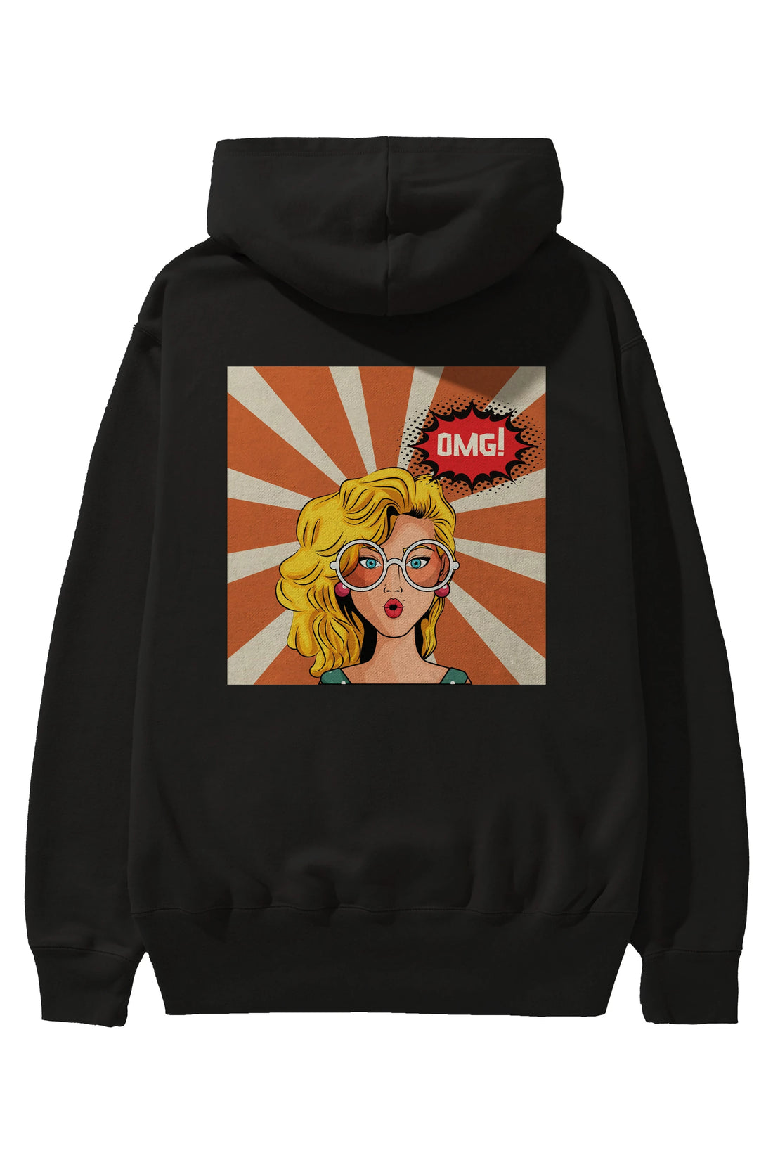 OMG Yazılı Retro Arka Baskılı Oversize Hoodie Kapüşonlu Sweatshirt Erkek Kadın Unisex