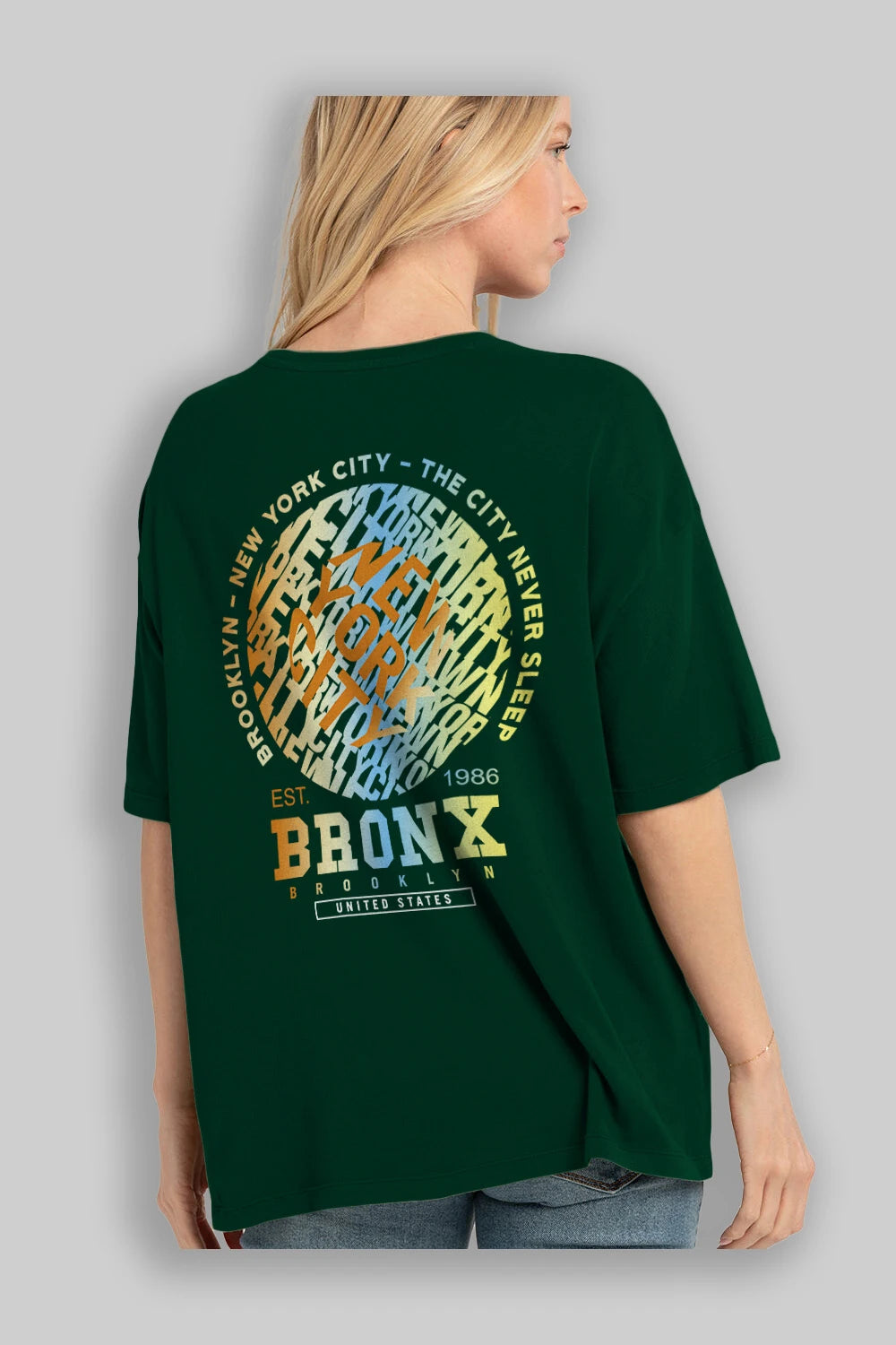 Brooklyn and New York City Arka Baskılı Oversize t-shirt Erkek Kadın Unisex