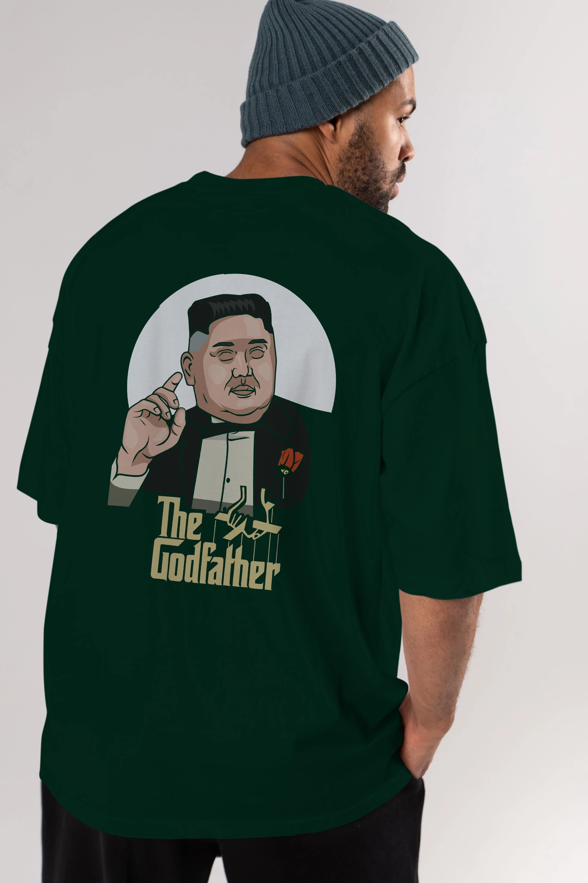 Godfather Jong Un Arka Baskılı Oversize t-shirt Erkek Kadın Unisex %100 Pamuk tişort